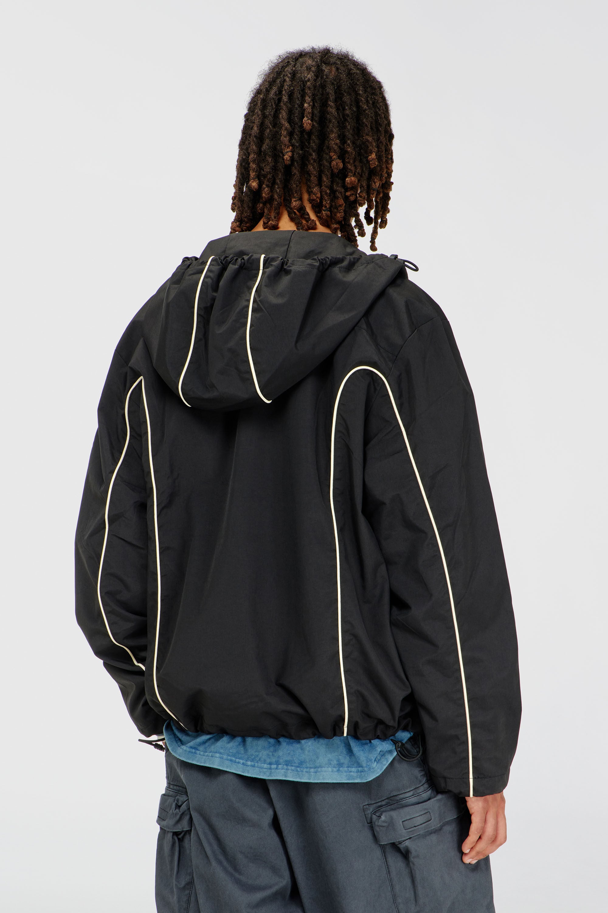 Diesel - J-HIVES, Man's Windbreaker with contrast piping in Black - 4