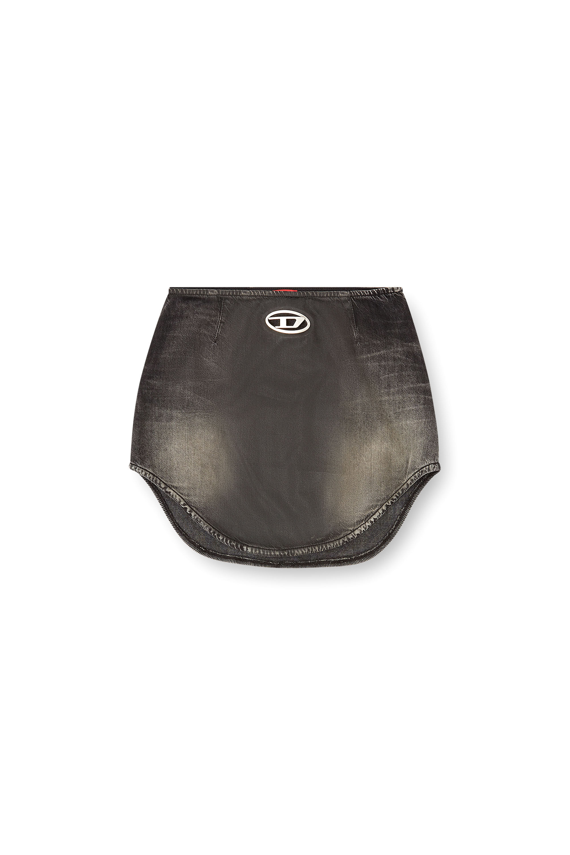 Diesel - DE-VANY-S, Woman's Denim mini skirt with Oval D logo in Black/Dark grey - 1