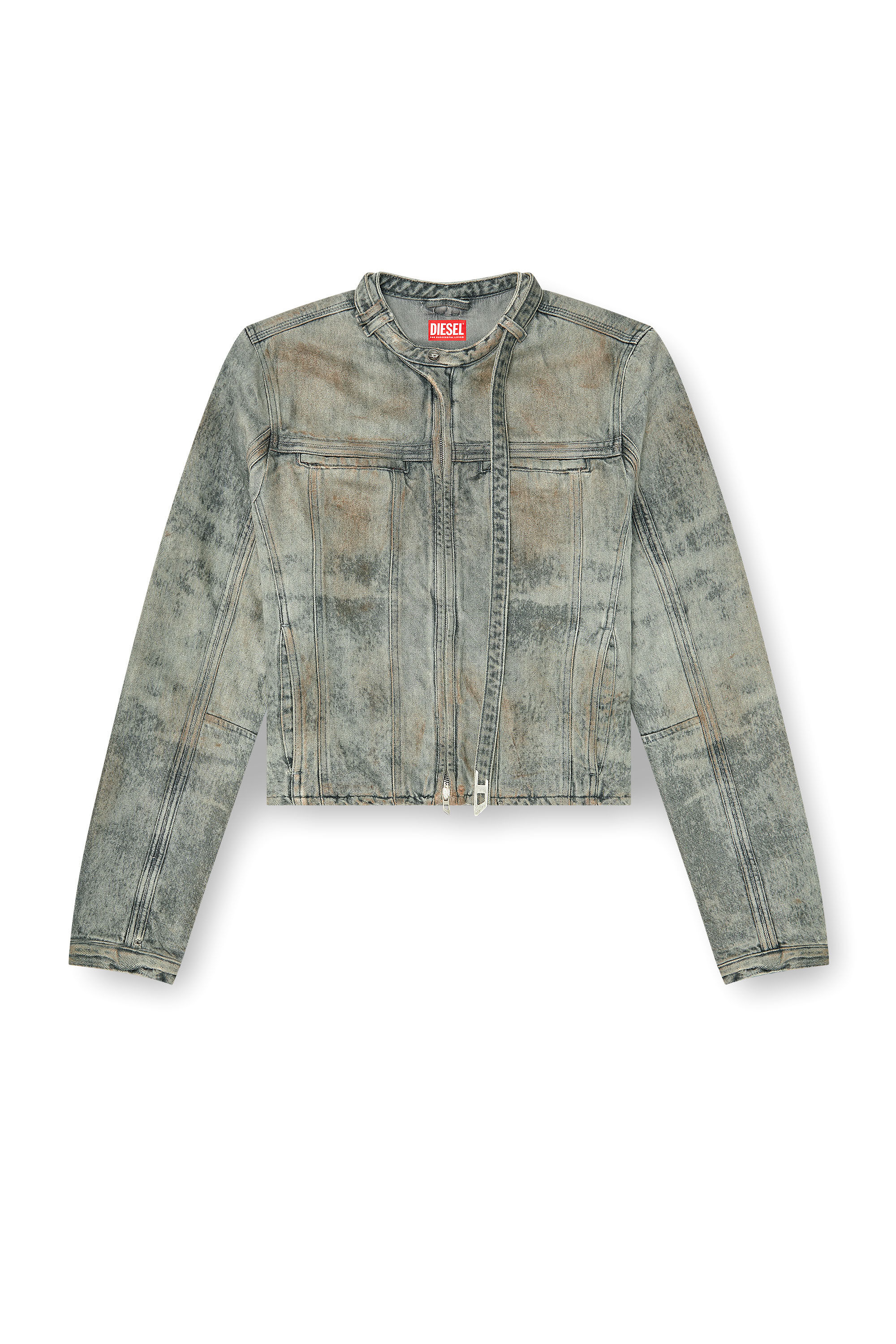 Diesel - D-VULMAR-FSI, Man's Jacket in cotton-hemp satin denim in Grey - 2