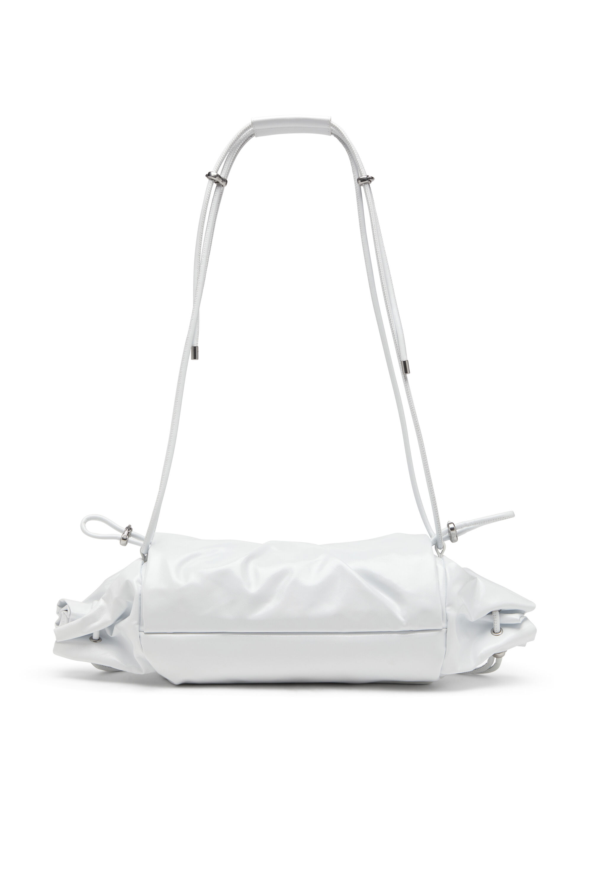 Diesel - SCRUNCH-D SHOULDER M, Woman's Scrunch-D M-Borsa a spalla in pelle lucida in White - 3