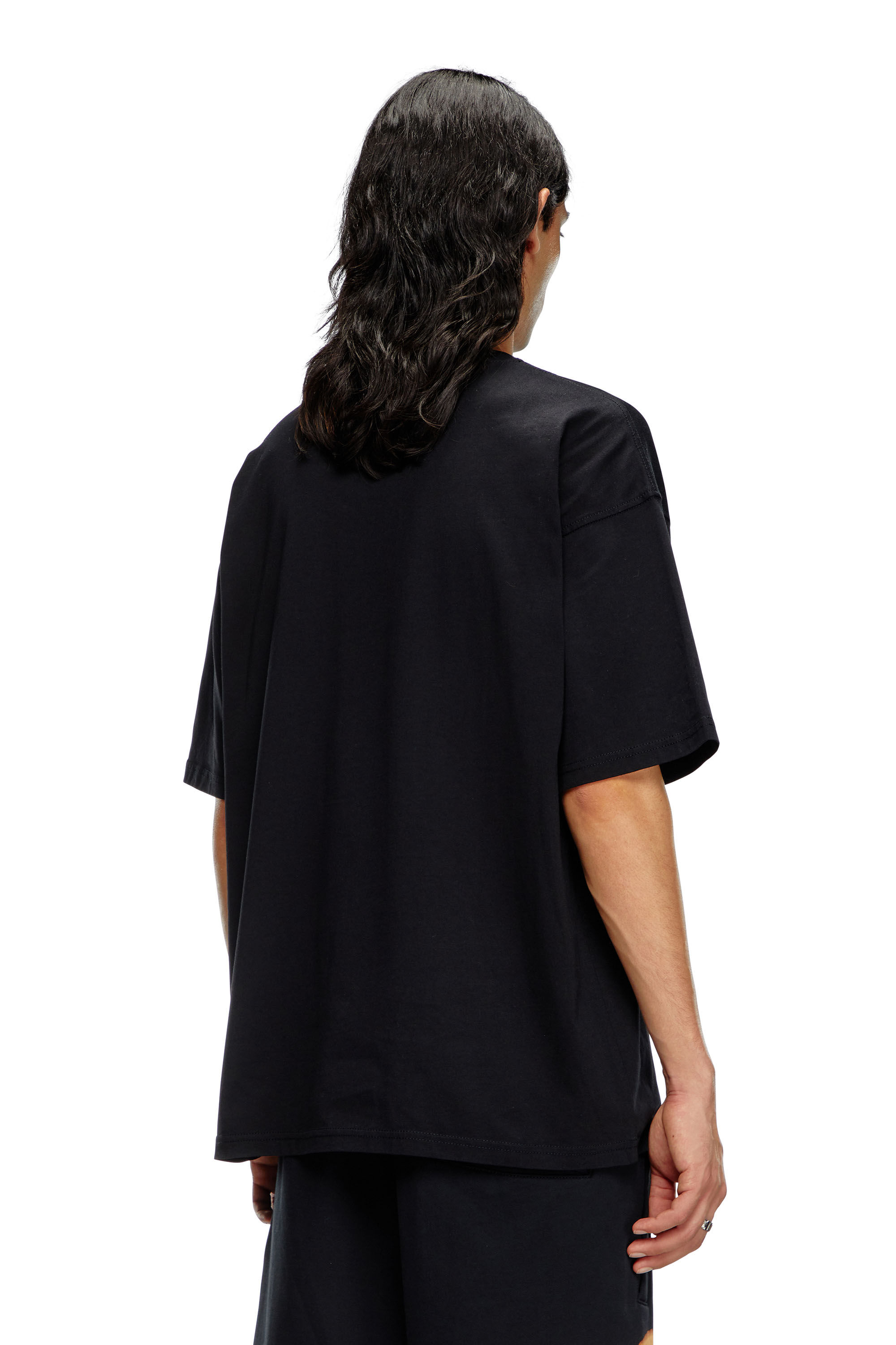 Diesel - T-BOXT-BLEACH, Man's T-shirt with bleached Oval D logo in Orange/Black - 4