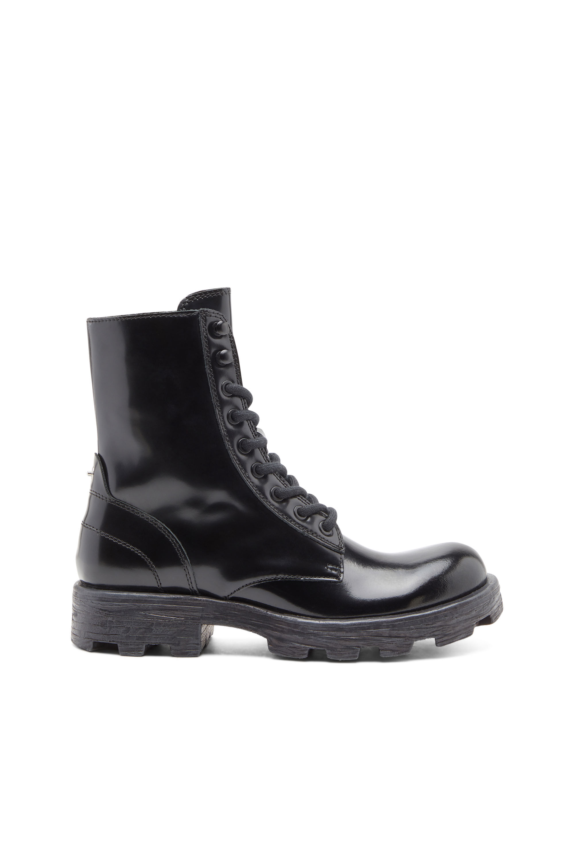 Diesel - D-HAMMER BT W, Woman D-Hammer-Combat boots in glossed leather in Black - Image 1