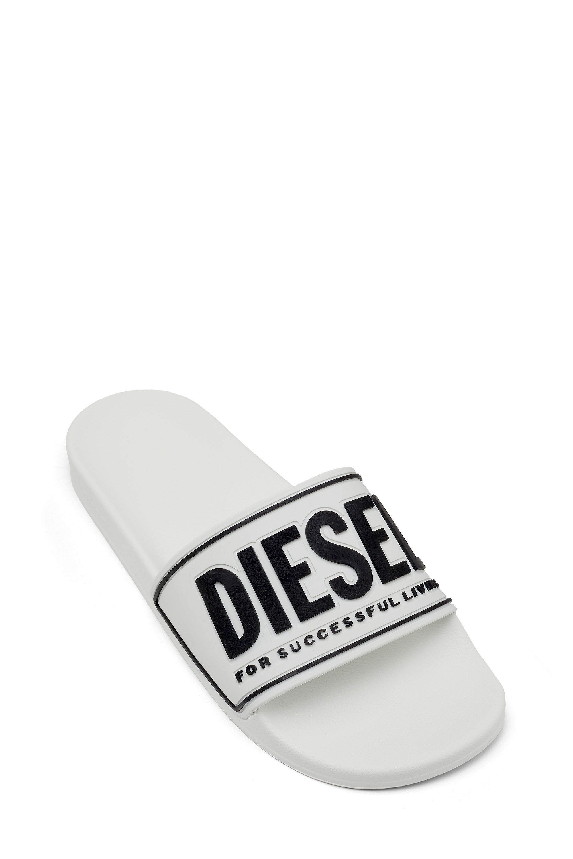 Diesel - SA-MAYEMI CC W, Woman Sa-Mayemi-Rubber slides with embossed logo in White - Image 6
