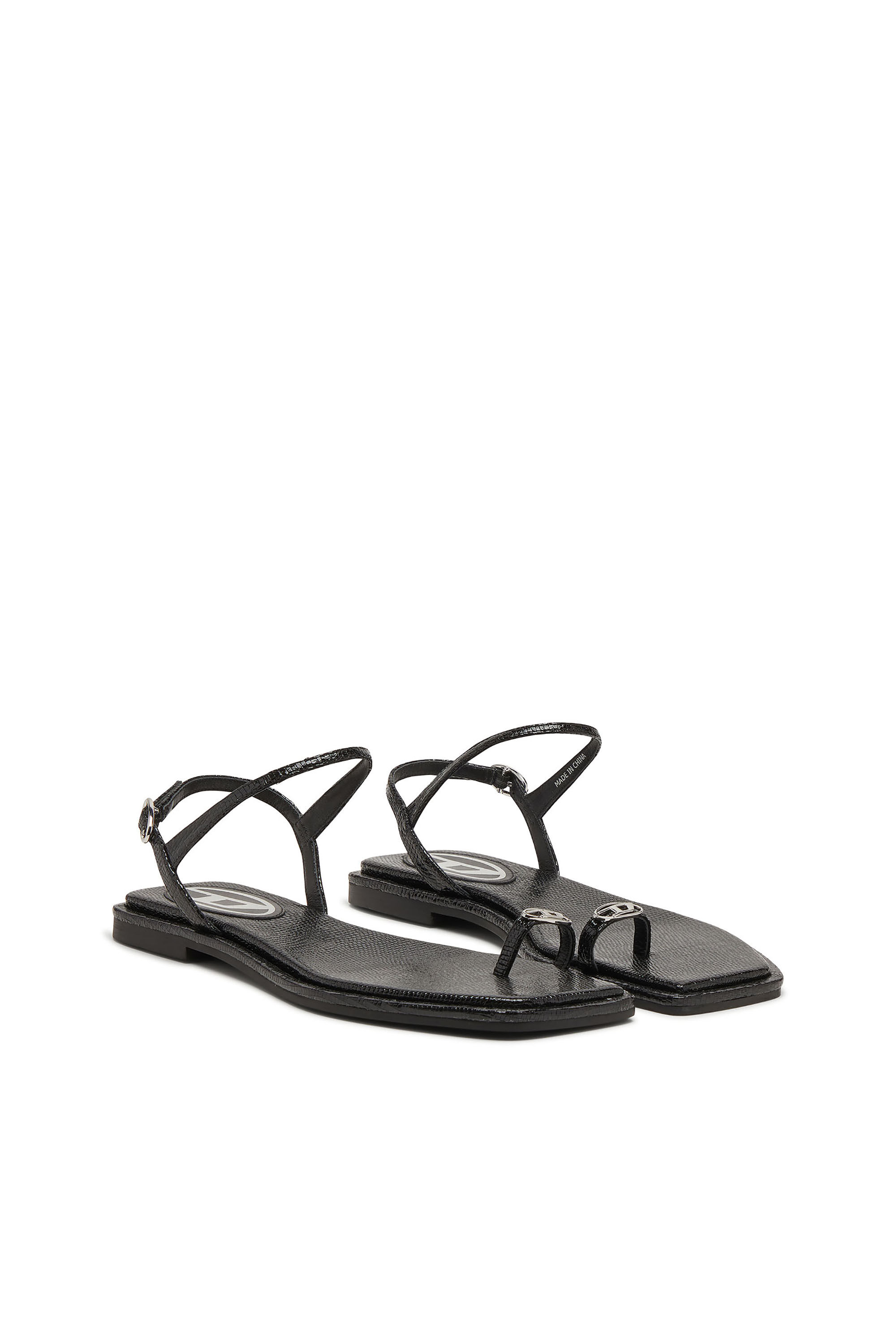 Diesel - D-AMBER INFRA 0, Woman's D-AMBER - Sandal in leather with metallic logo in Black - 2