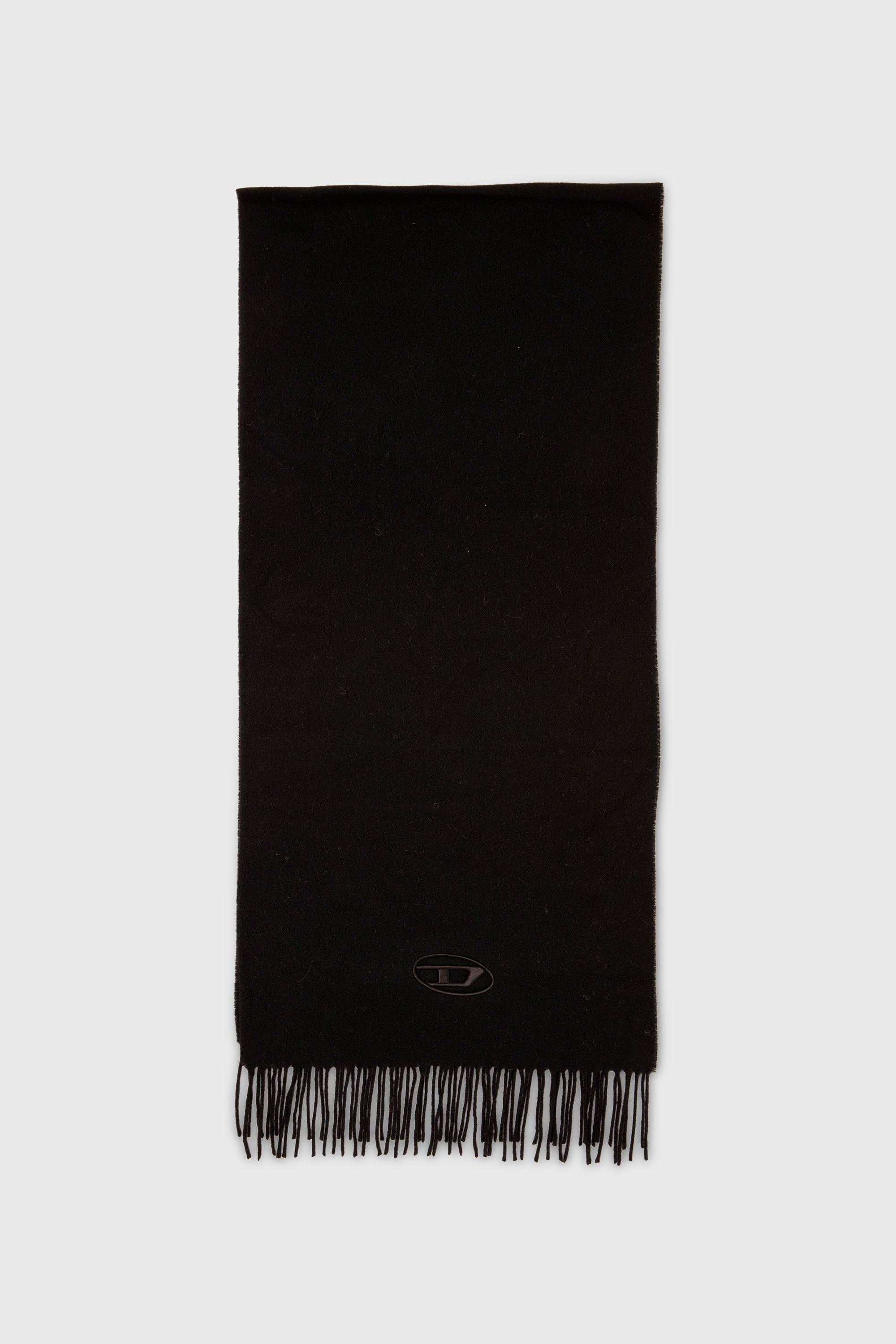 Diesel - S-IMON-D-LONG, Unisex's Wool-blend scarf with fringed edges in Black - 1