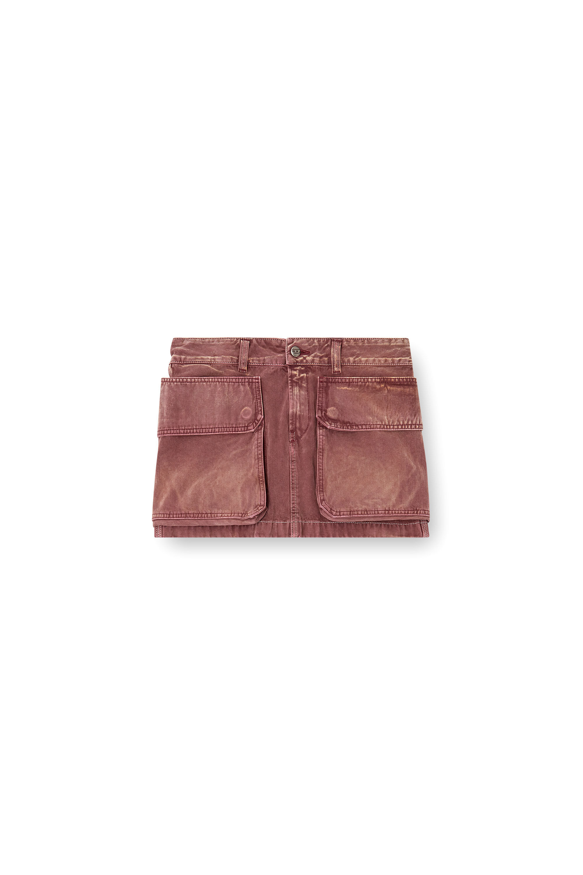 Diesel - DE-TON, Woman's Denim miniskirt with patch pockets in Brown - 2