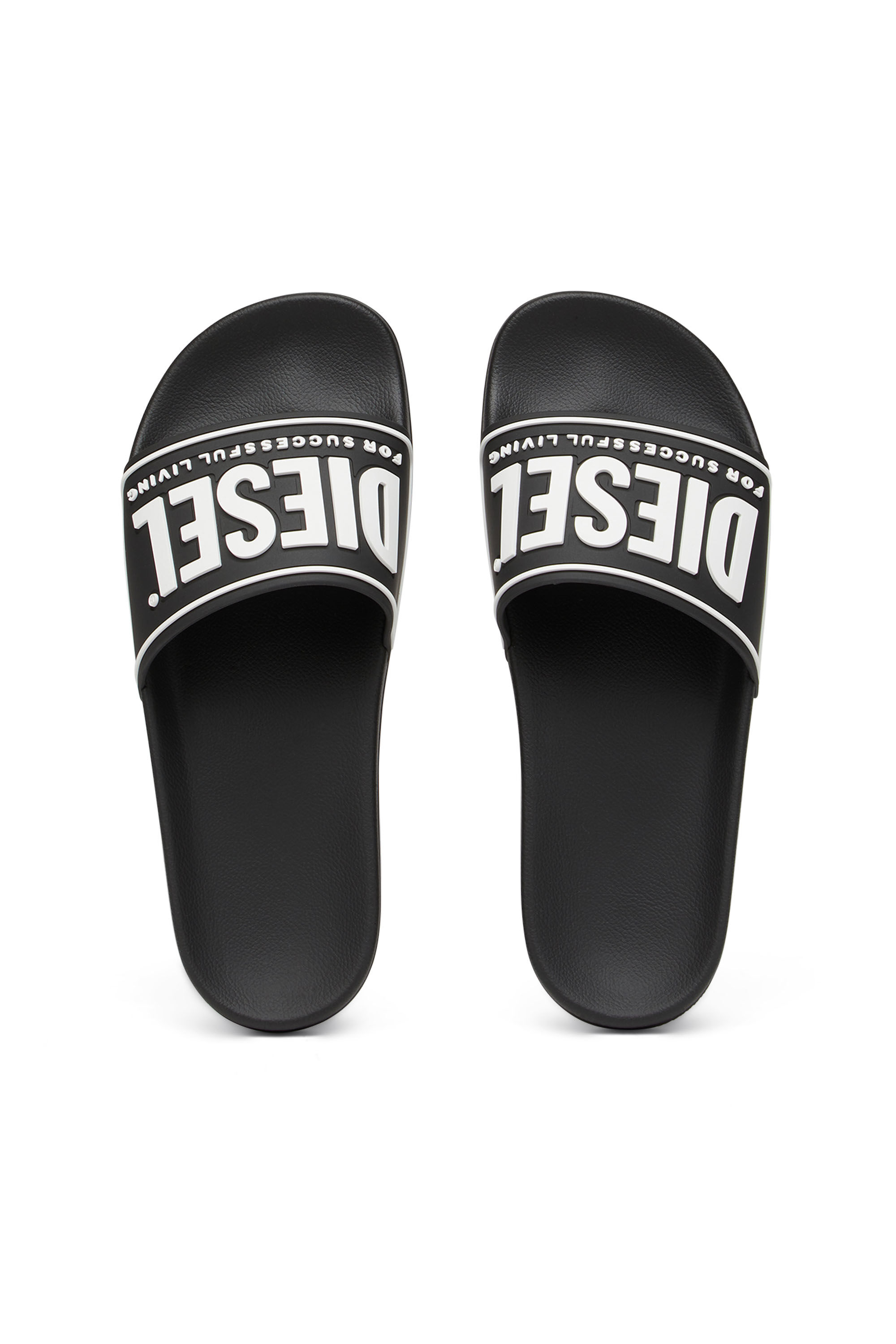 Diesel - SA-MAYEMI CC W, Woman Sa-Mayemi-Rubber slides with embossed logo in Black - Image 4