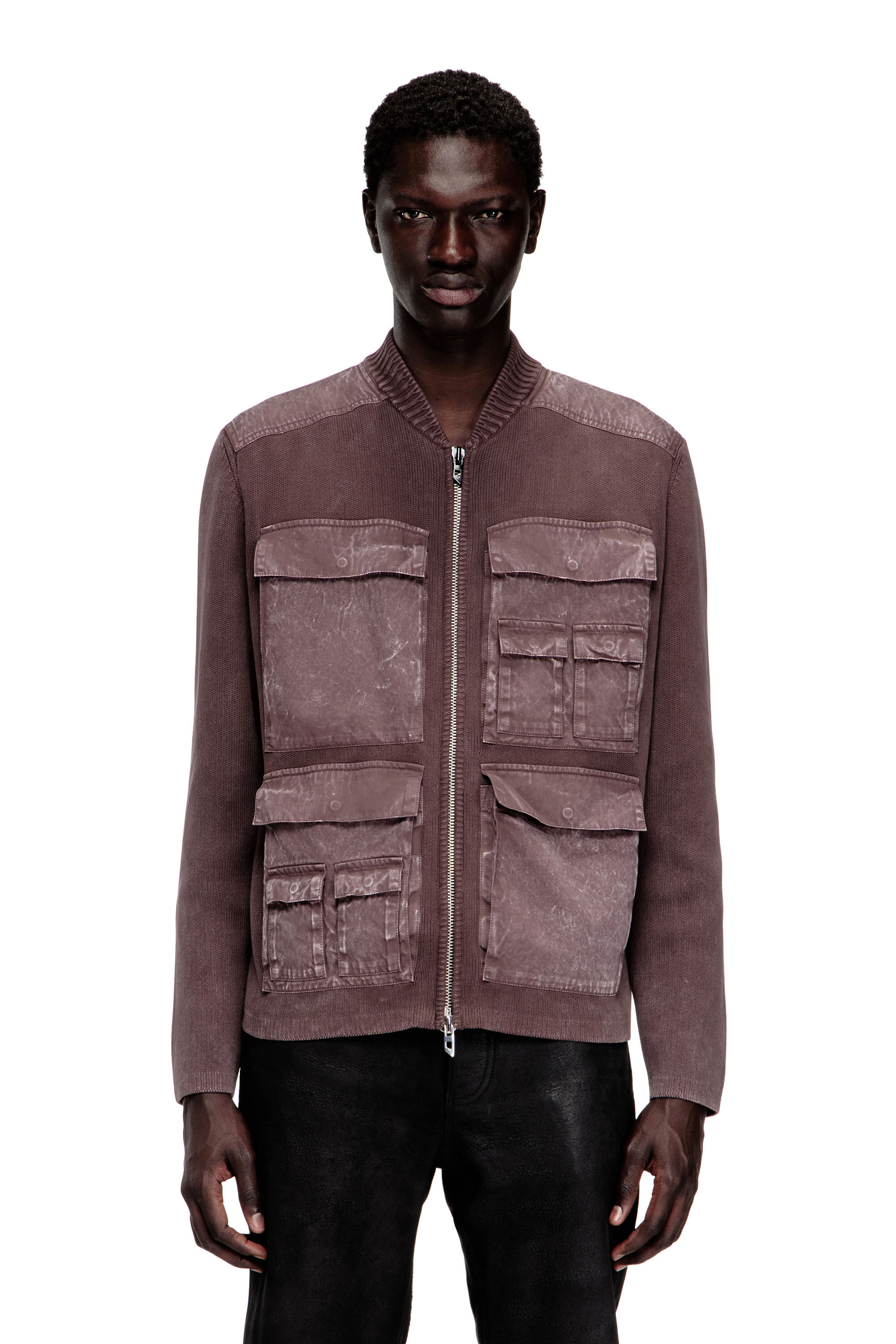 Diesel - K-GEROME, Man's Zip-up cardigan with cargo pockets in null - 3