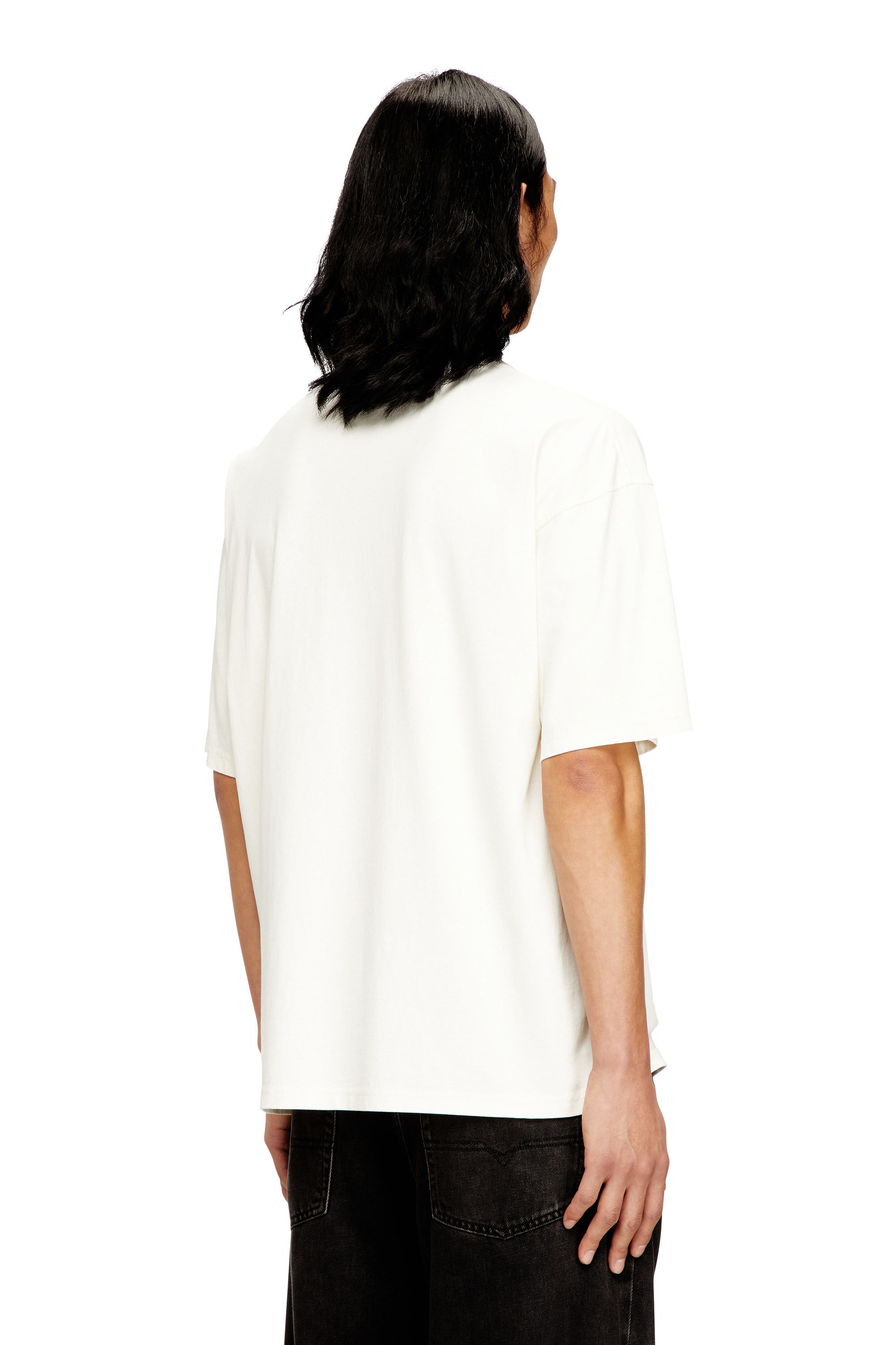 Diesel - T-BOXT-N14, Man's T-shirt with distressed flocked logo in White/Black - 4