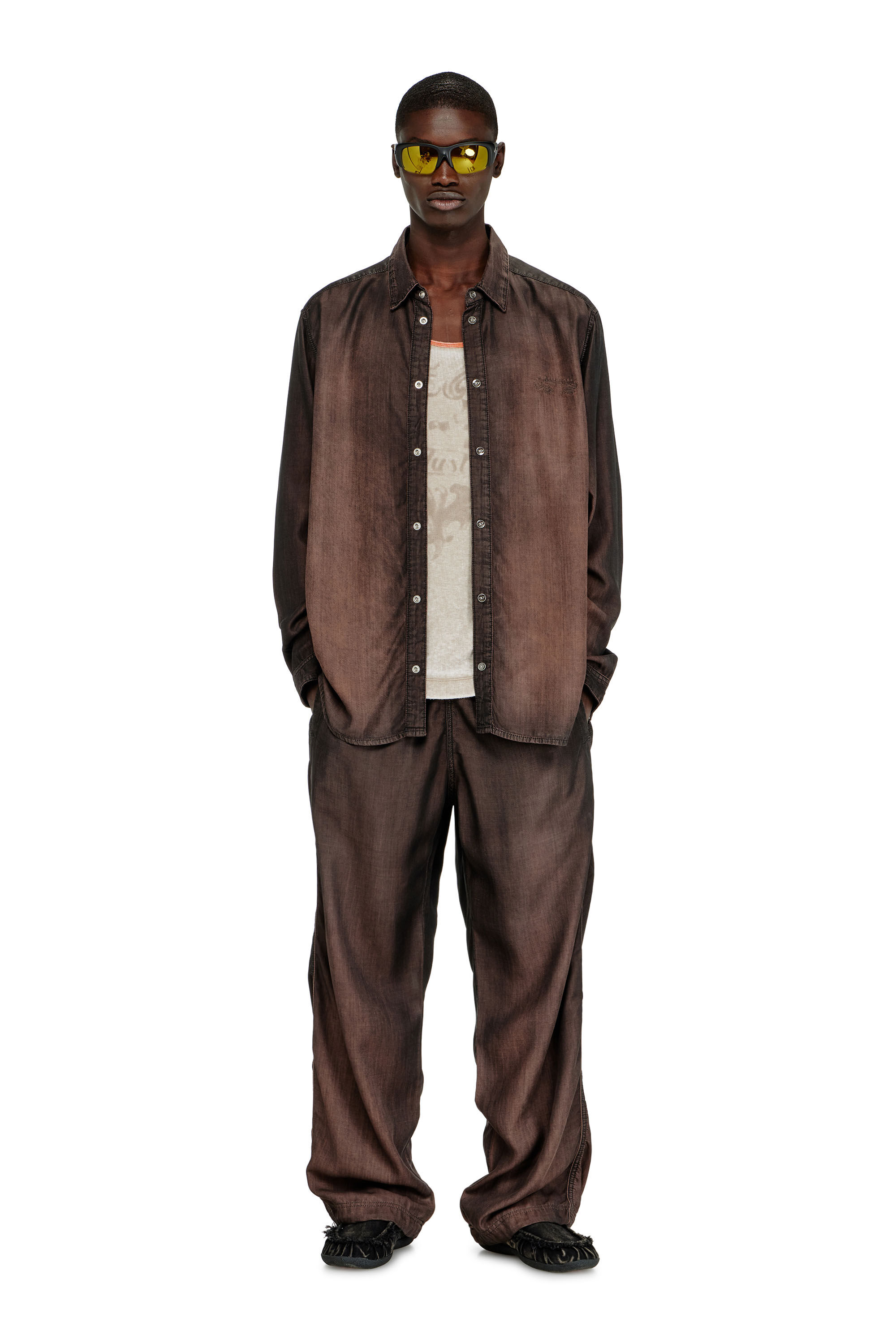 Diesel - D-SIMPLY-S16, Man's Shirt in fluid coated denim in null - 1