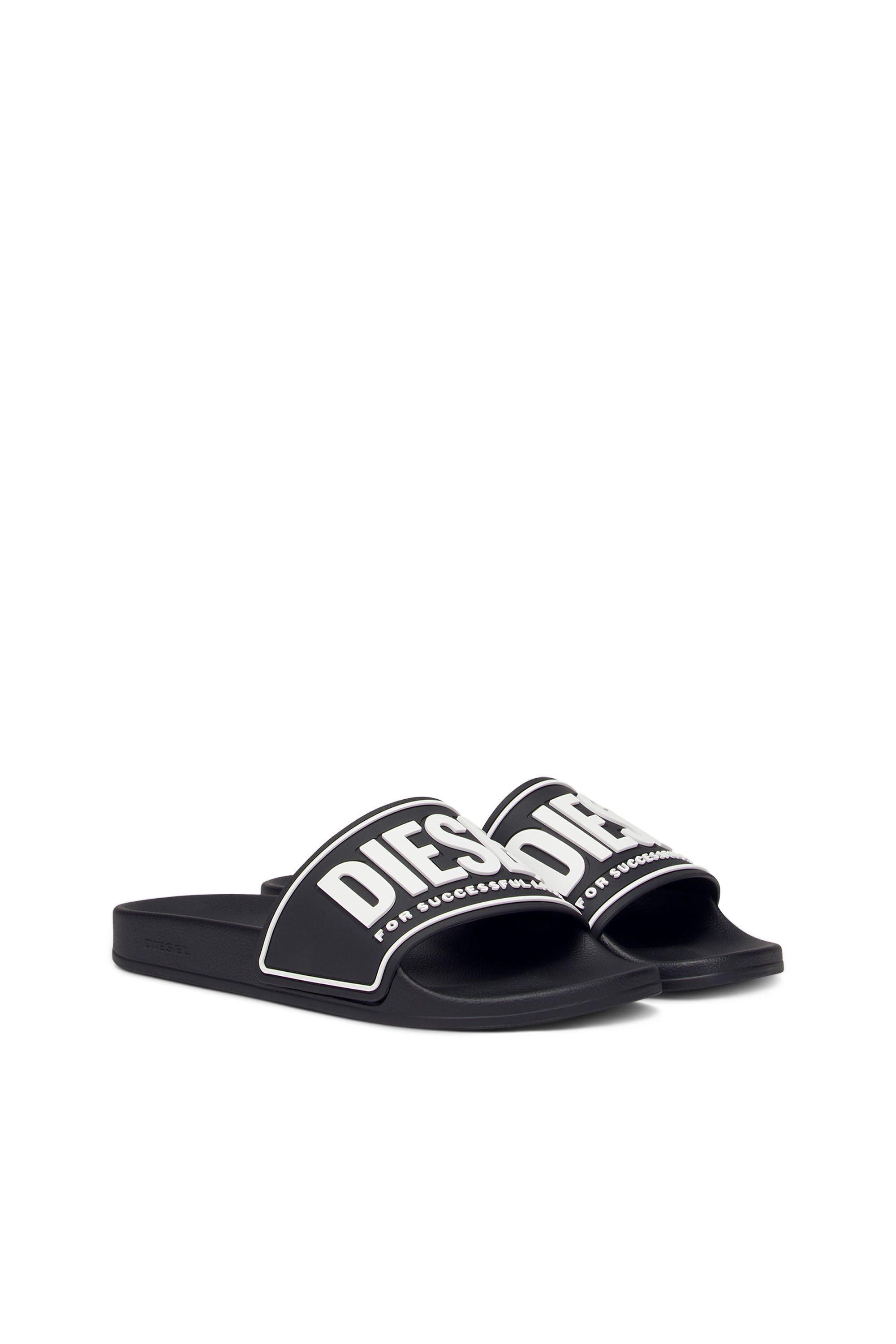 Diesel - SA-MAYEMI CC W, Woman Sa-Mayemi-Rubber slides with embossed logo in Black - Image 2