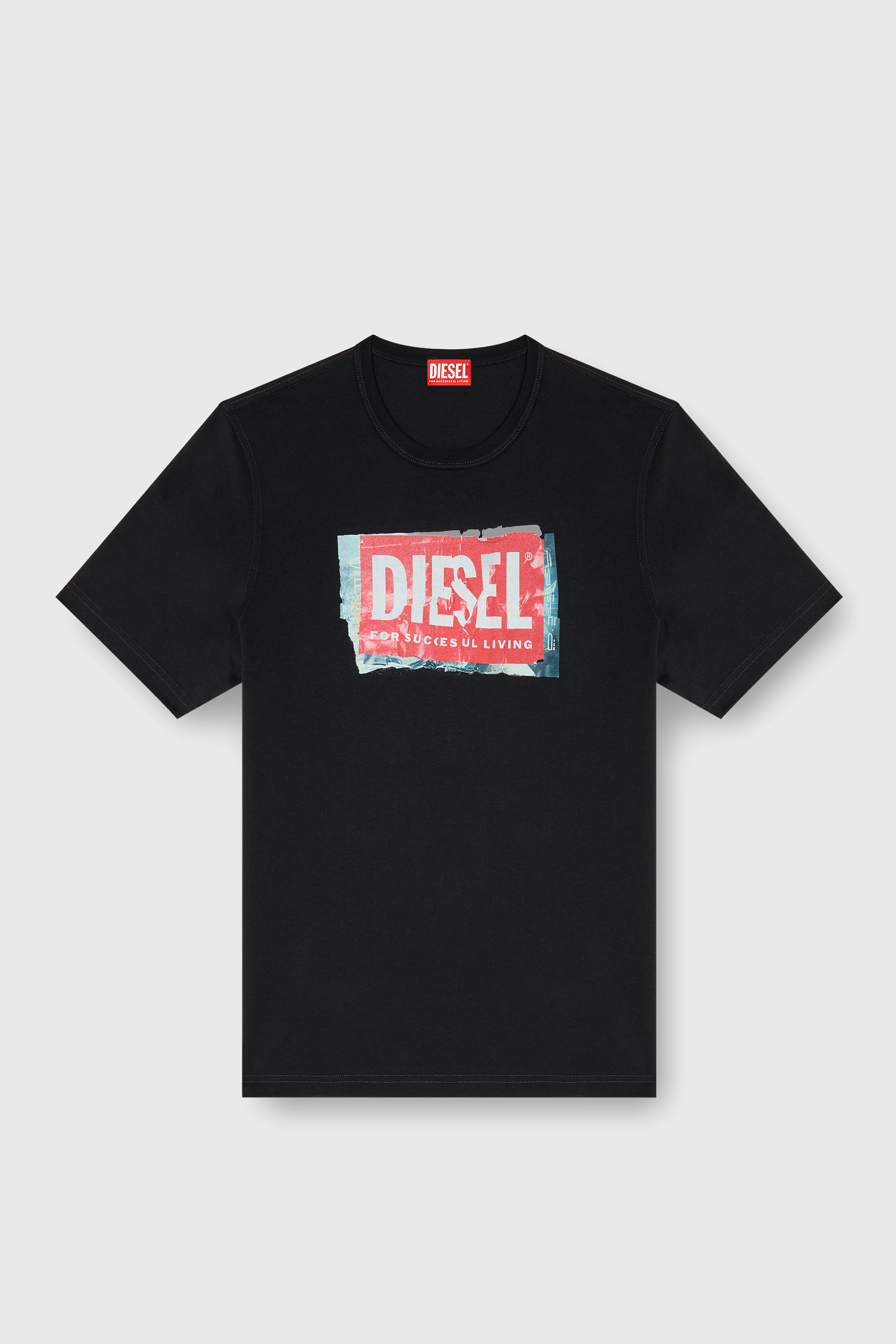 Diesel - T-ADJUST-Q6, Man's T-shirt with crumpled-effect logo in Black - 2