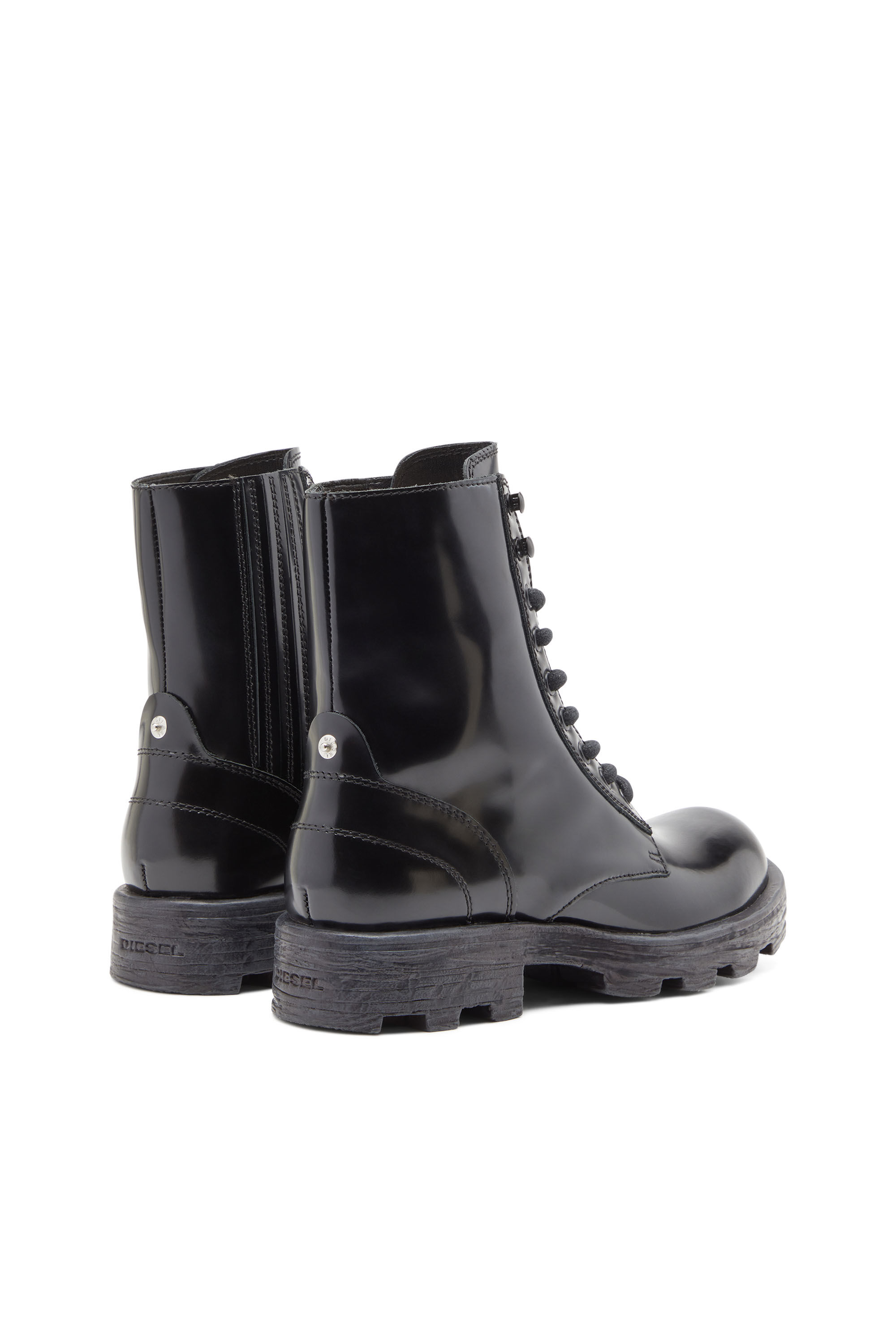 Diesel - D-HAMMER BT W, Woman D-Hammer-Combat boots in glossed leather in Black - Image 3