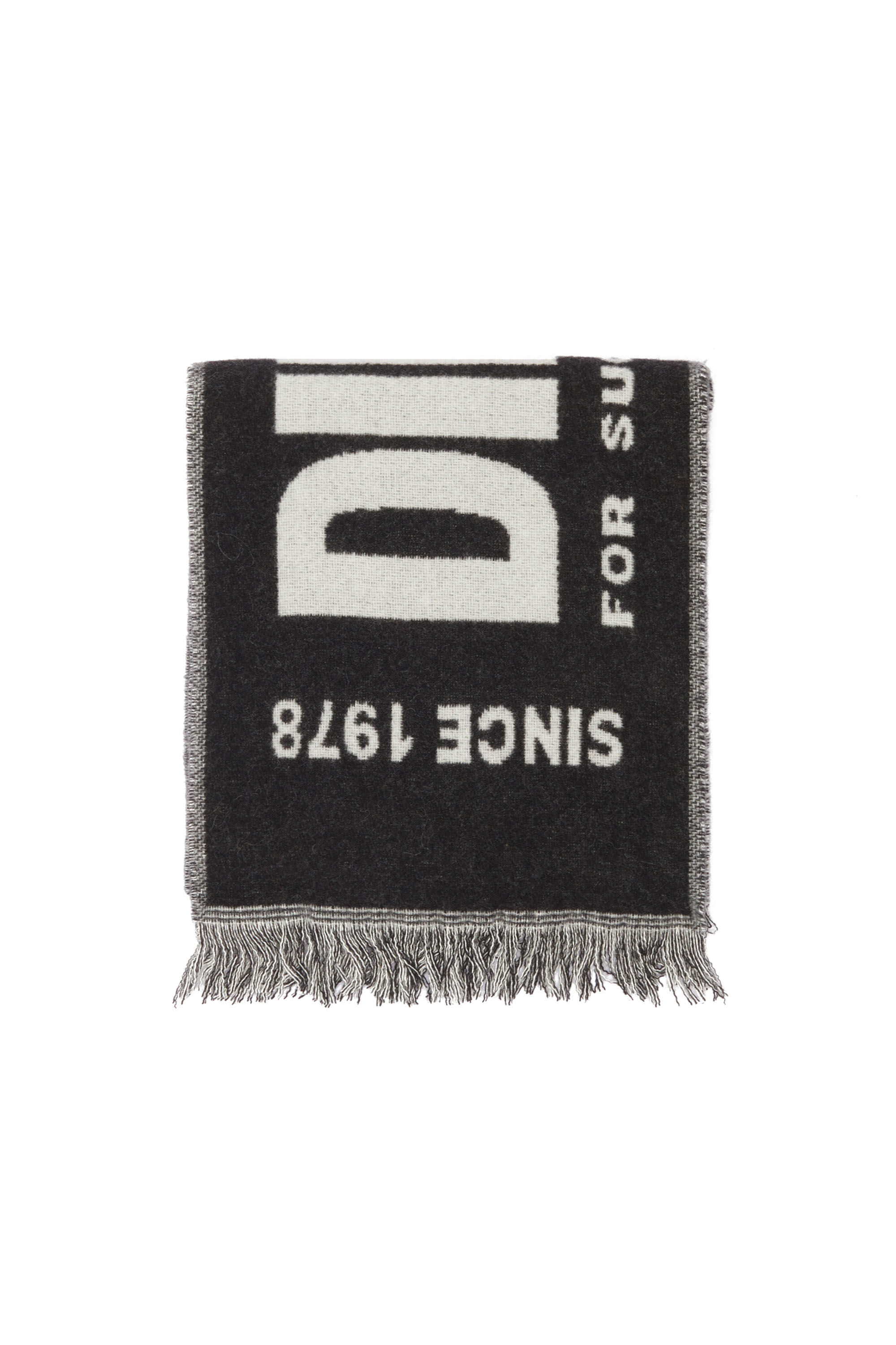 Diesel - S-BISC-NEW, Man Blended wool scarf with jacquard logo in Black - Image 1