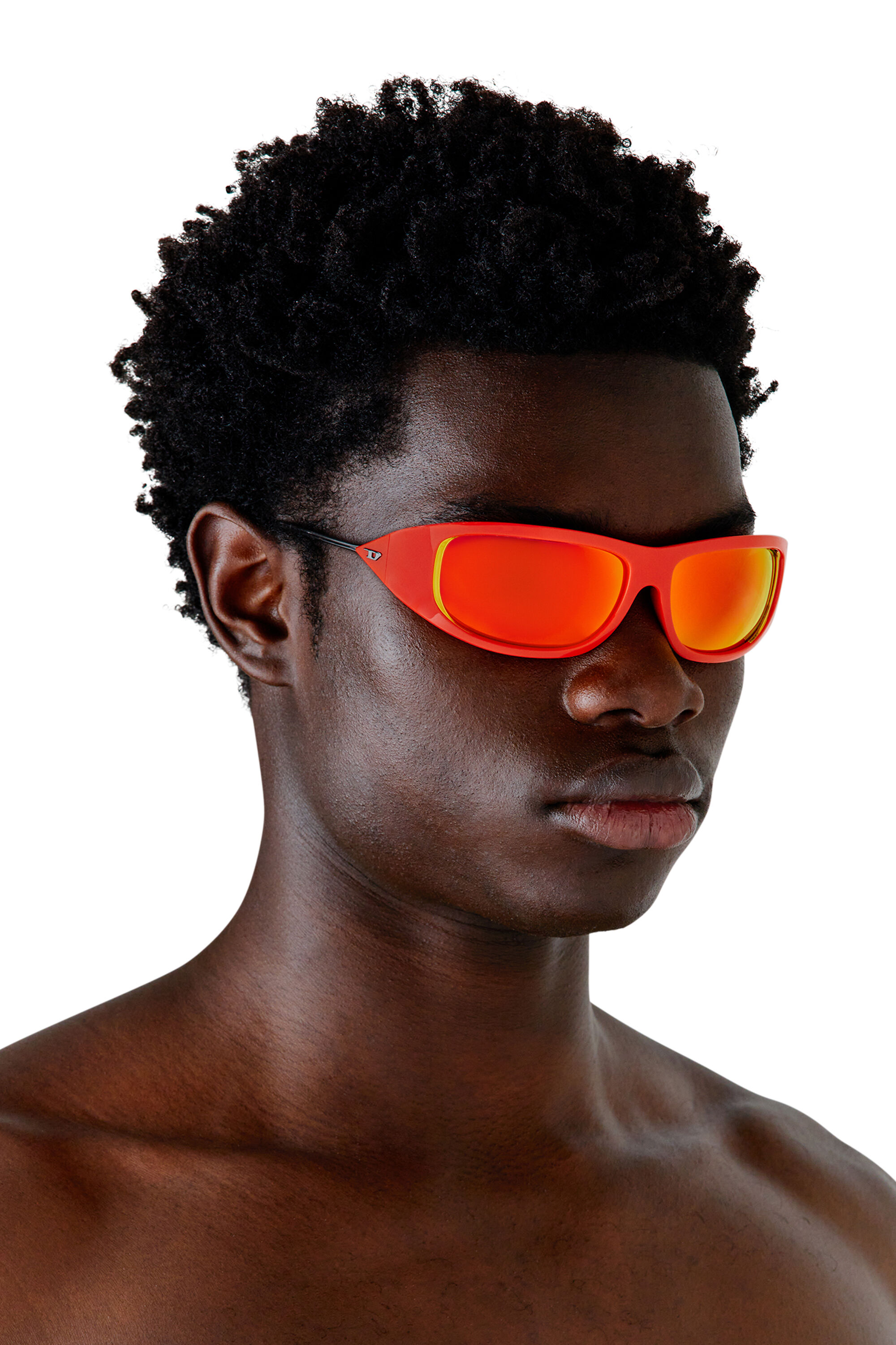 Diesel - 0DL3001, Unisex Wraparound style sunglasses in Orange - Image 4