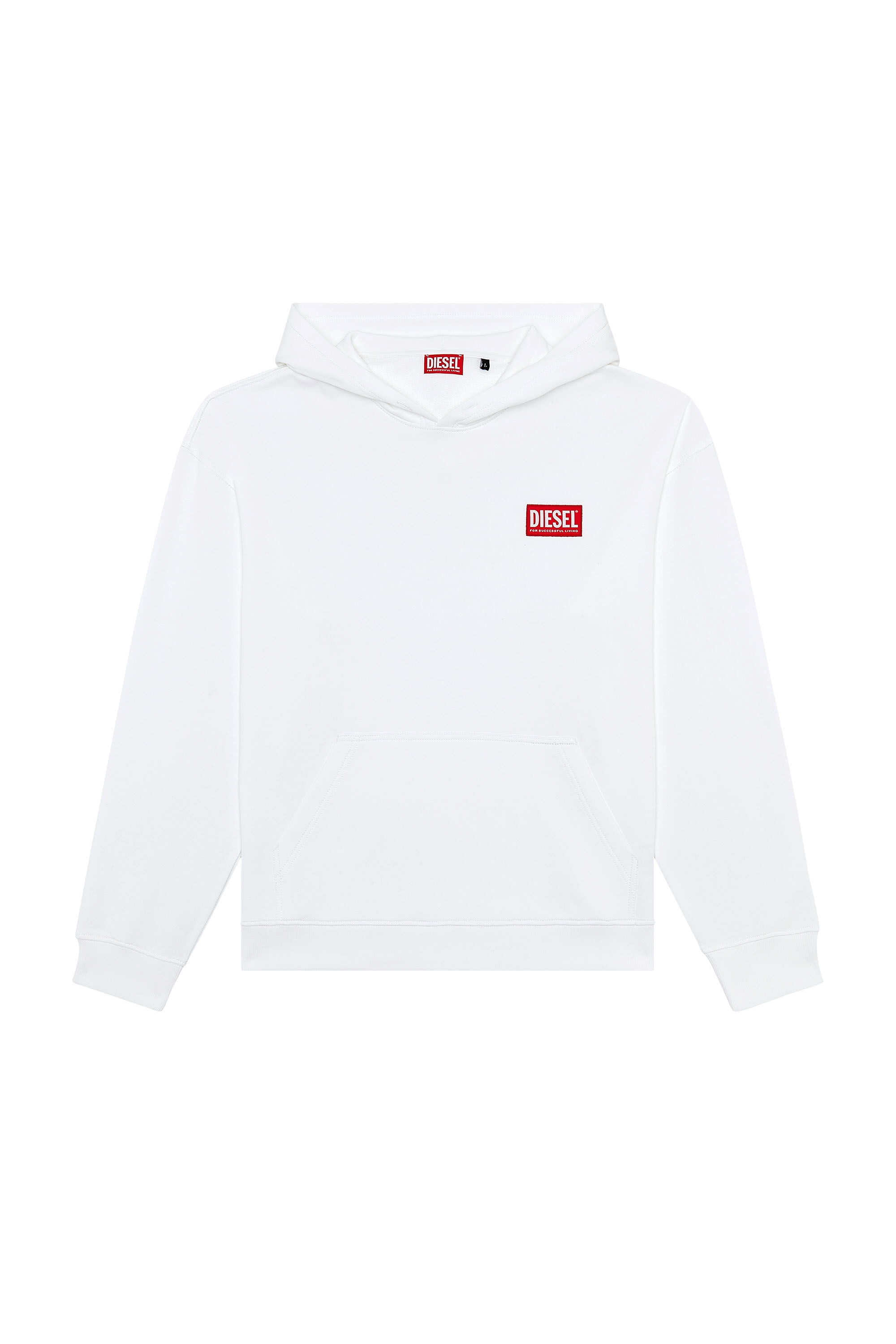 Diesel - S-NLABEL-HOOD-L1, Man Oversized hoodie with logo patch in White - Image 2