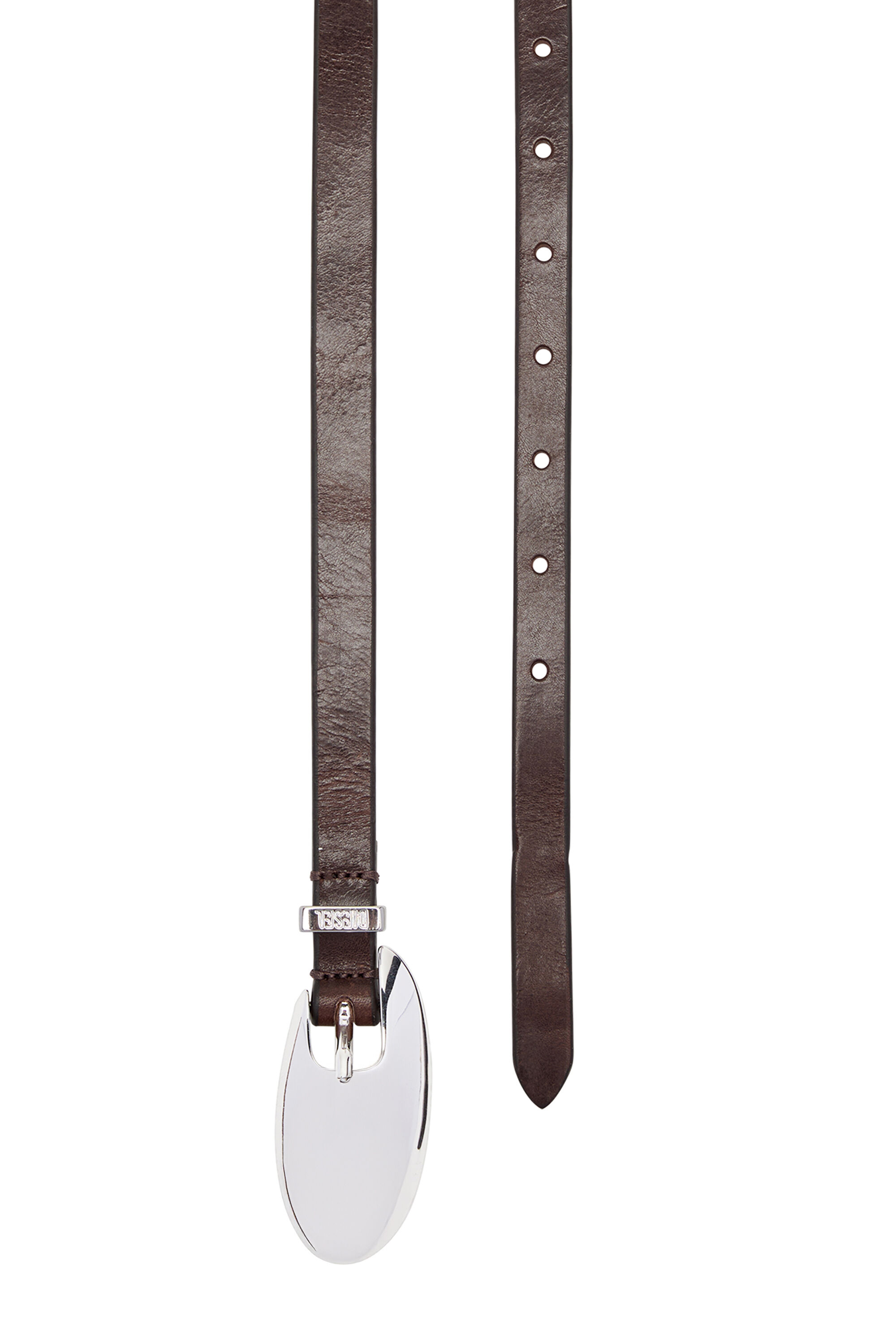 Diesel - B-ROP 15, Woman's 1.5cm leather belt with sculptural buckle in Brown - 3
