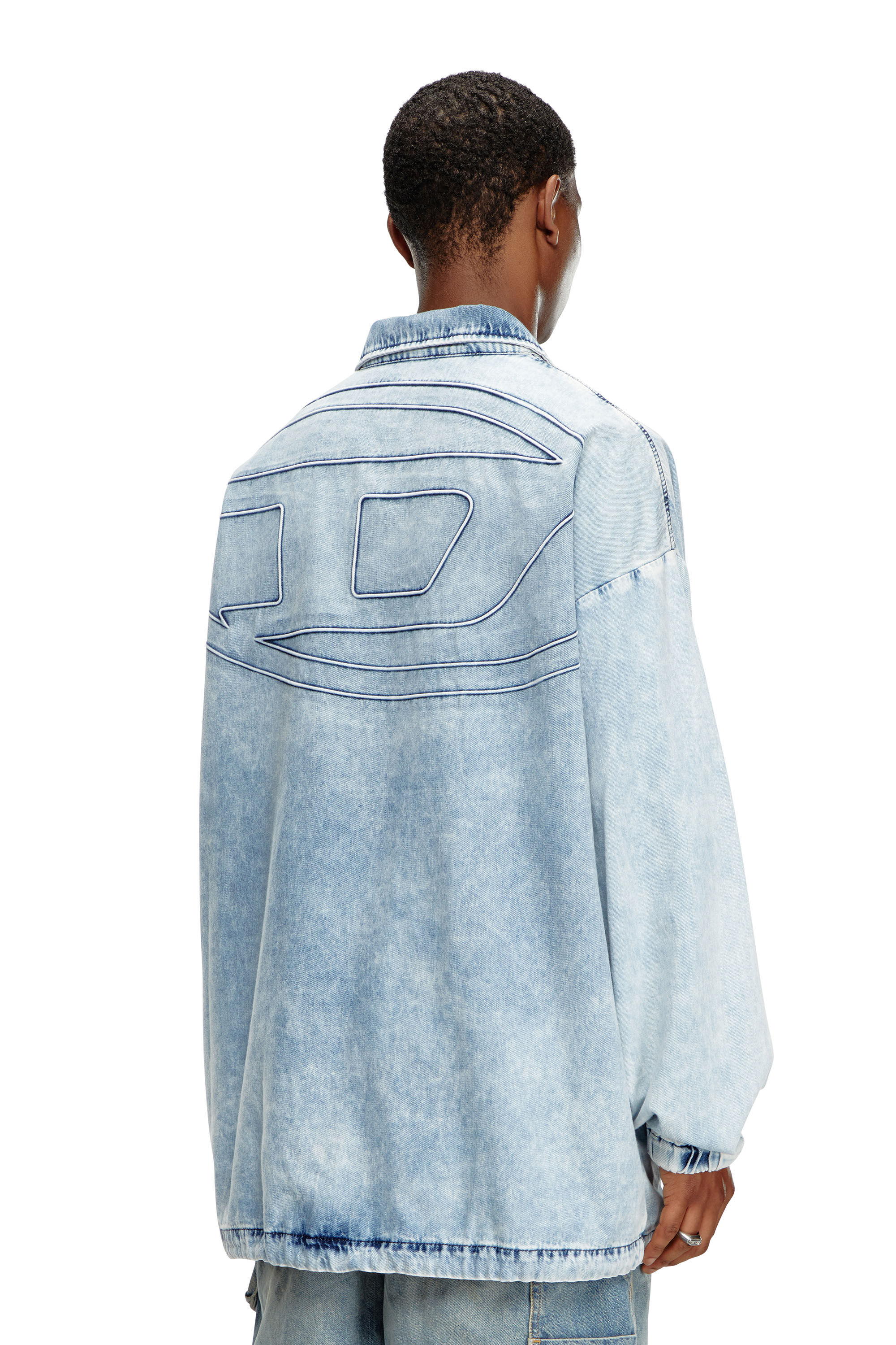 Diesel - D-KRAP-S1, Man Denim jacket with Oval D in Blue - Image 3