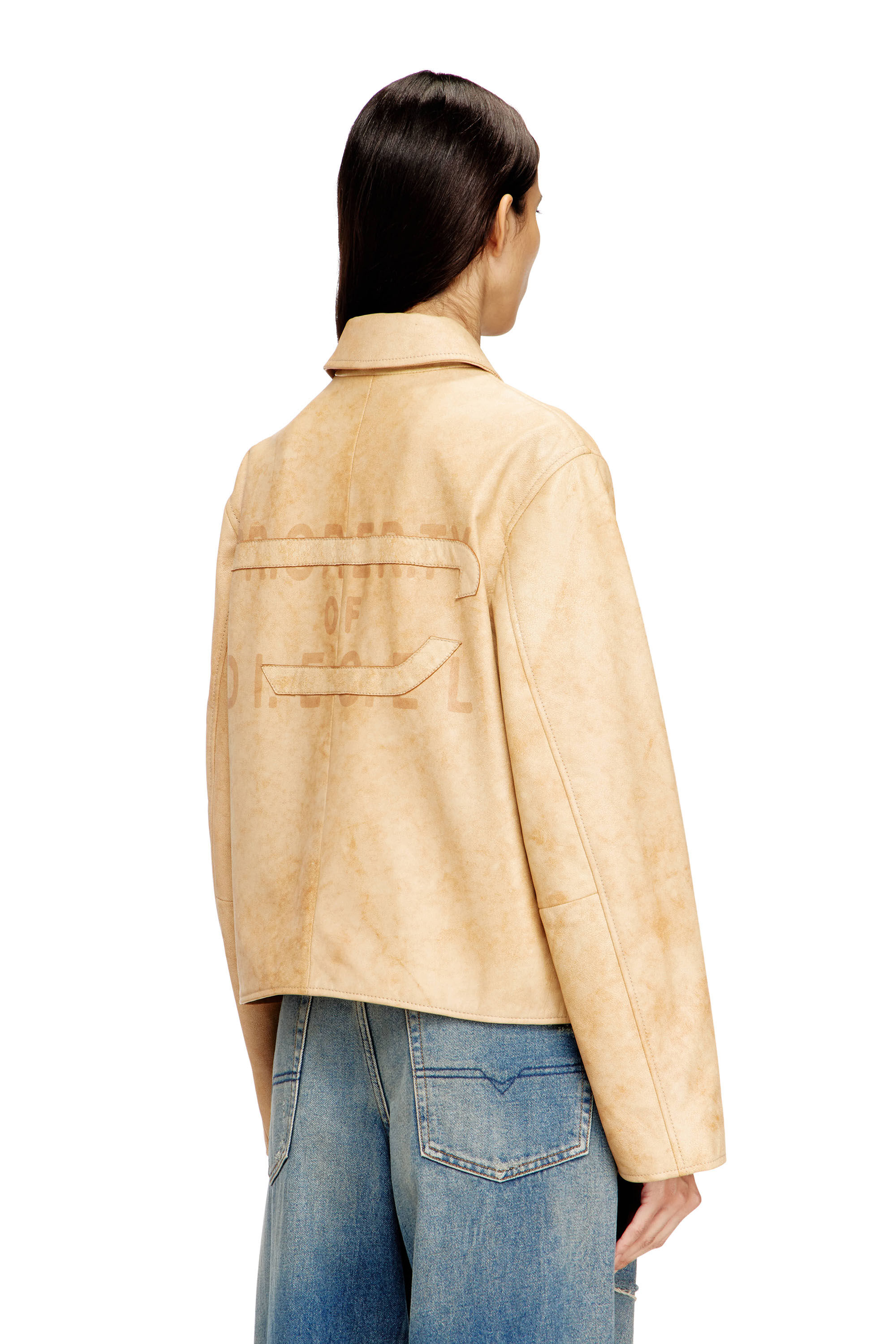 Diesel - L-AMAR-A-FEM-S1, Woman's Coach jacket in treated leather in Beige - 4