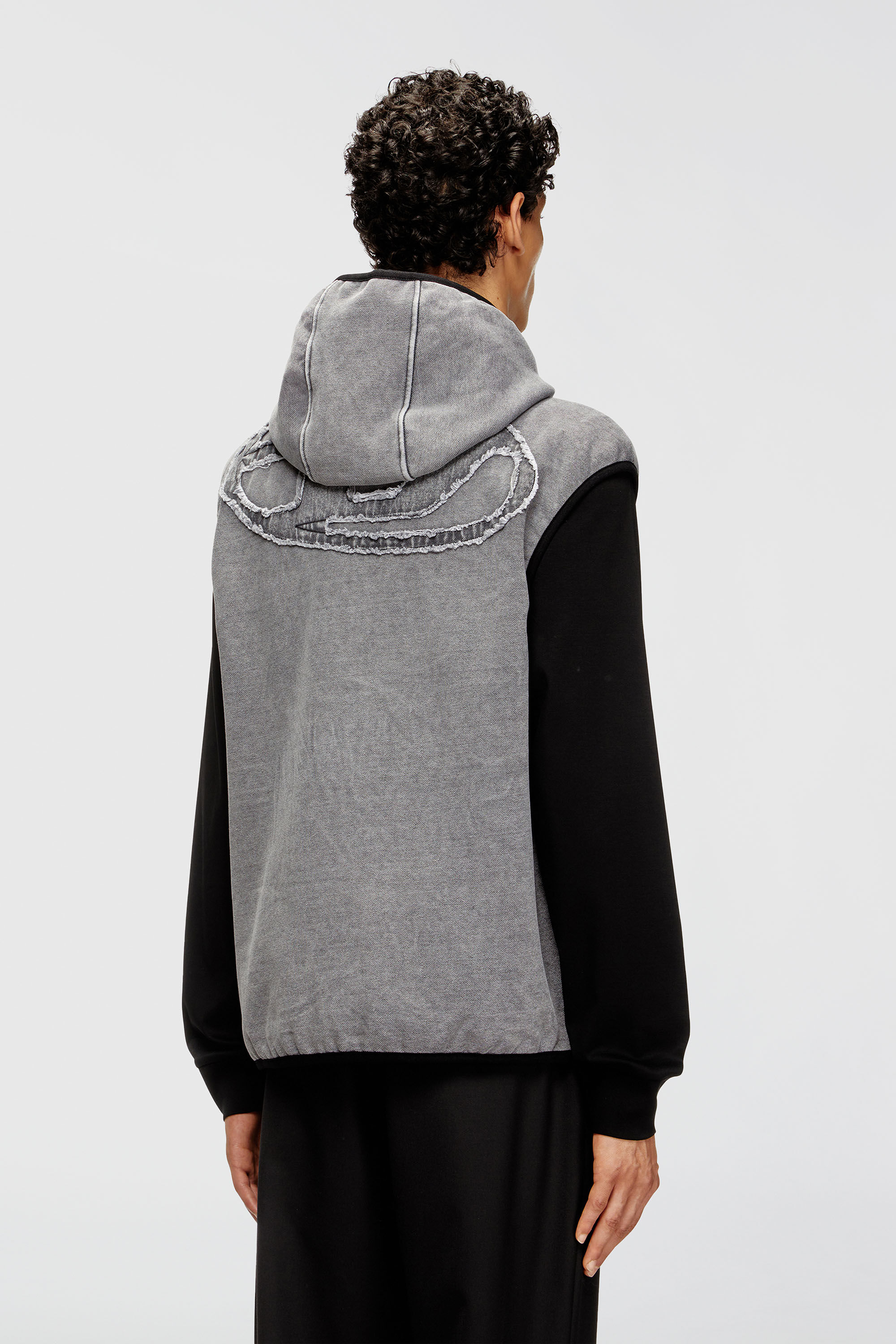Diesel - S-HAKY-NEW, Man's Sleeveless zip-up hoodie in Grey - 4