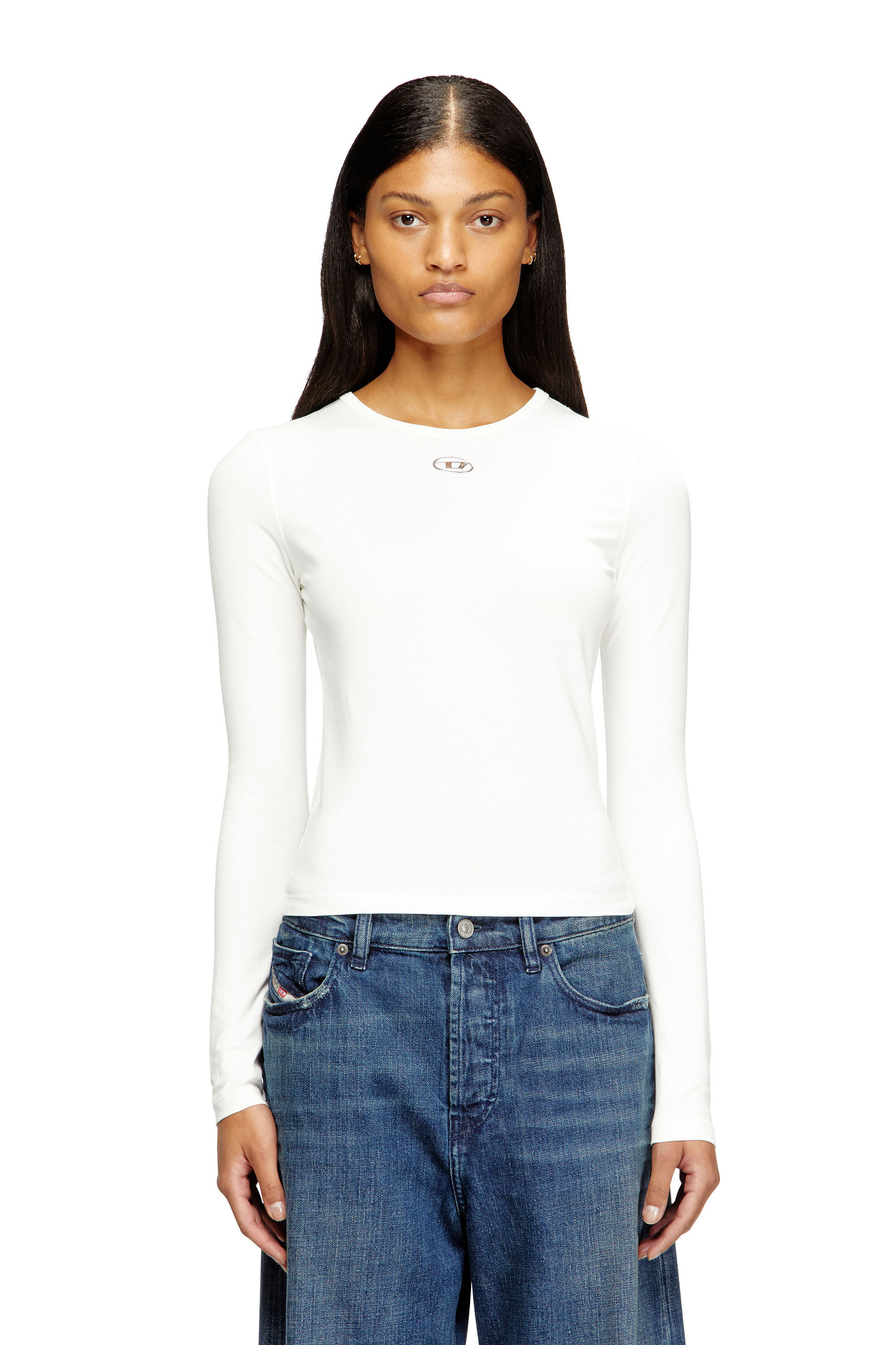 Diesel - T-UNCUTIESLONG-LS-OD, Woman's Cotton sweater with Oval D logo in null - 3