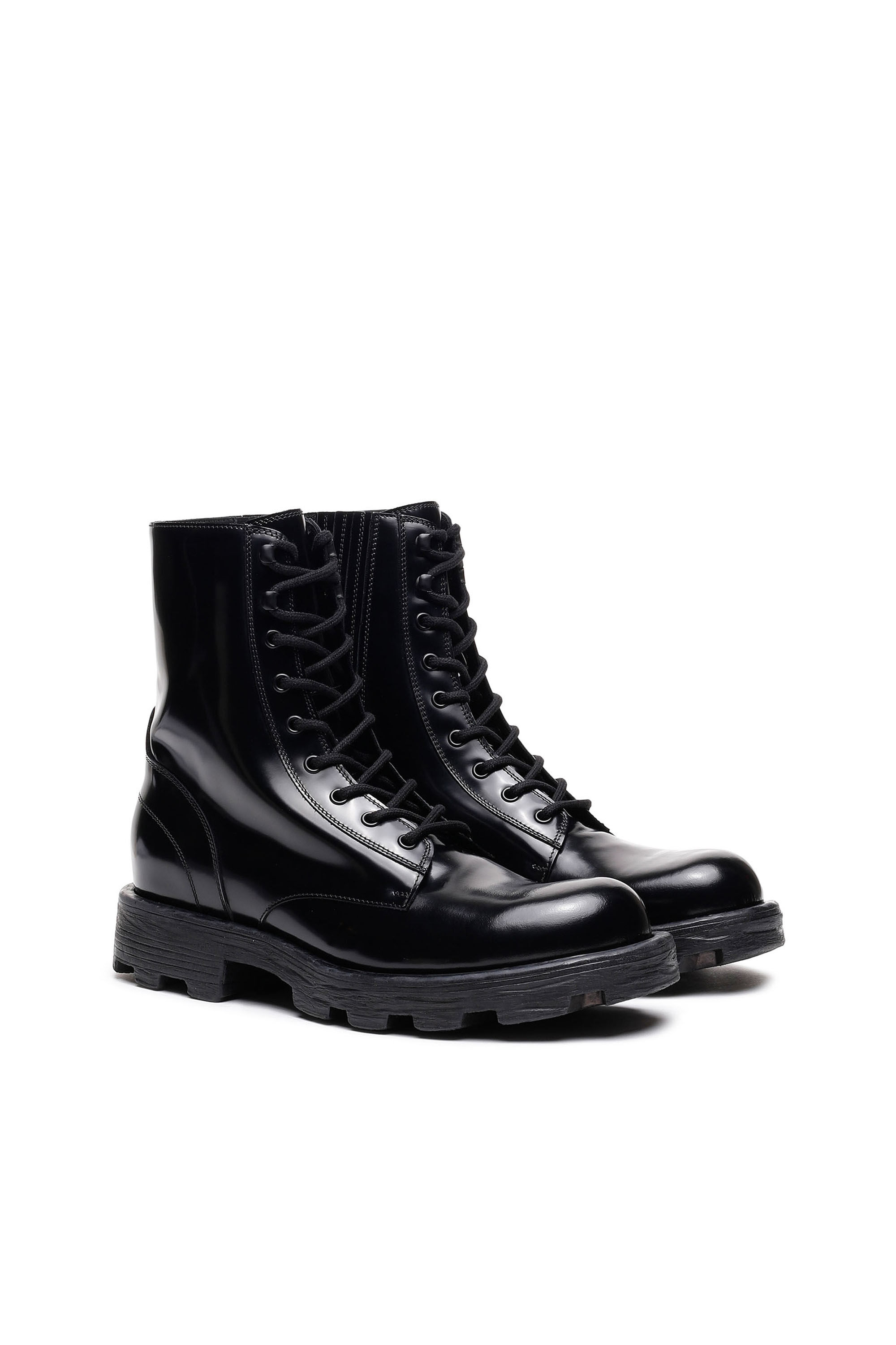 Diesel - D-HAMMER BT, Man D-Hammer-Combat boots in glossed leather in Black - Image 2