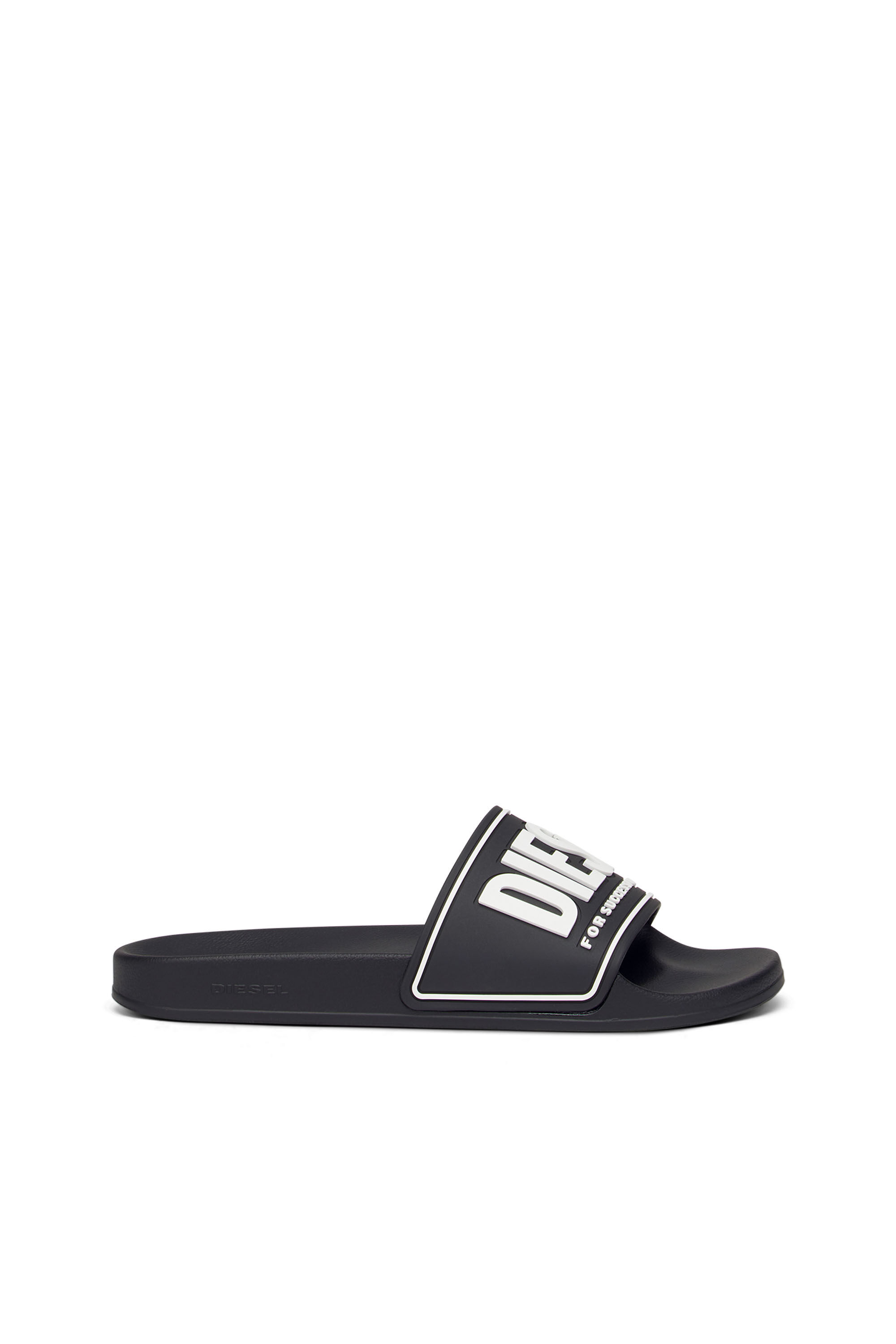 Diesel - SA-MAYEMI CC W, Woman Sa-Mayemi-Rubber slides with embossed logo in Black - Image 1