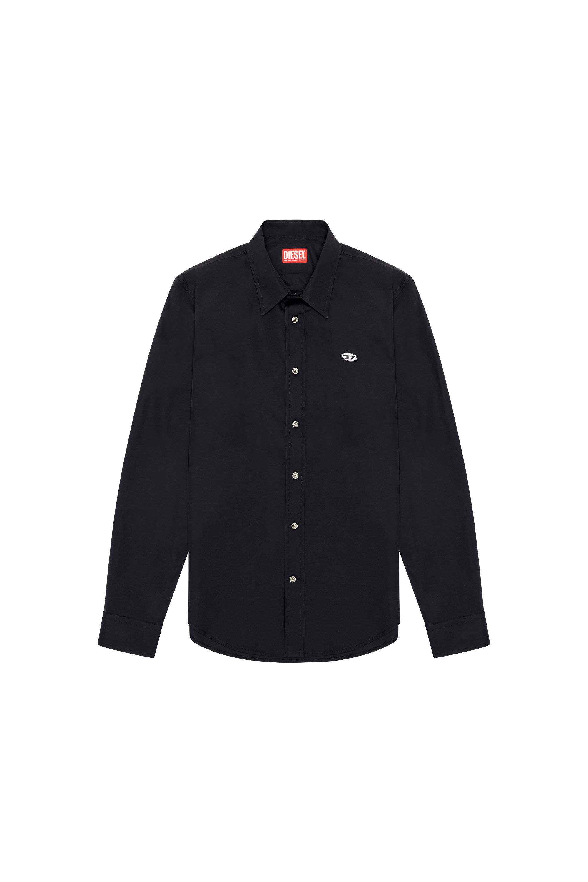 Diesel - S-BENNY-A, Man Shirt with oval D patch in Black - Image 2