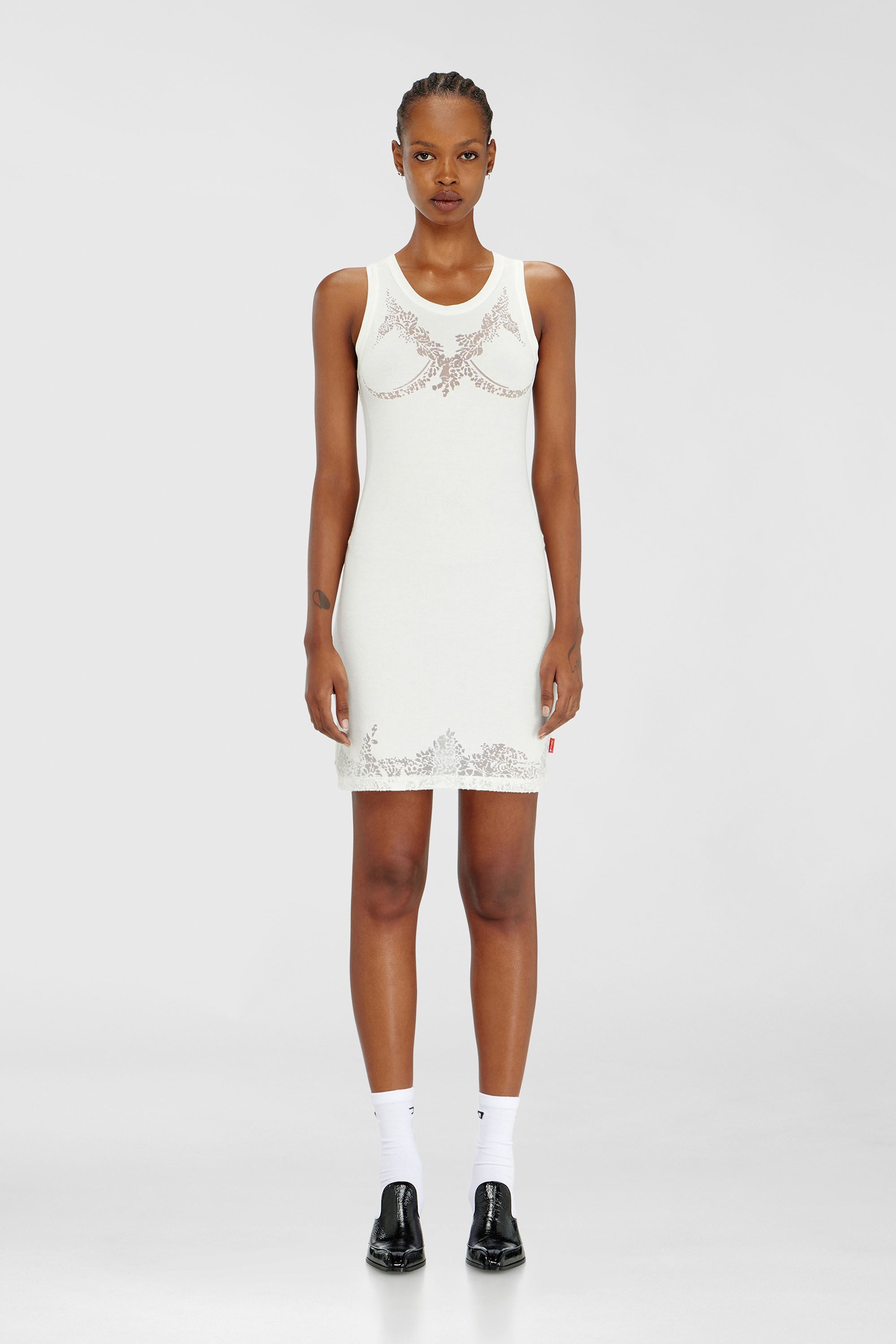 Diesel - PR-D-ANKI-LACE-R, Woman's Mini tank dress with devor&eacute; lace effect in White - 3