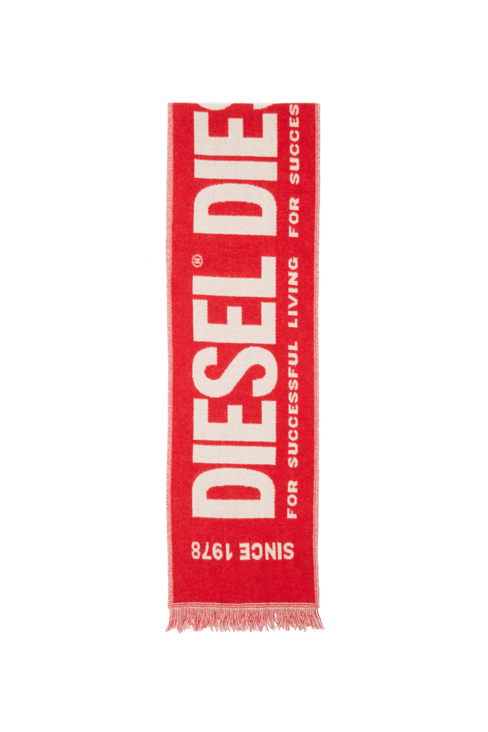 Diesel - S-BISC-NEW, Man Blended wool scarf with jacquard logo in Red - Image 2
