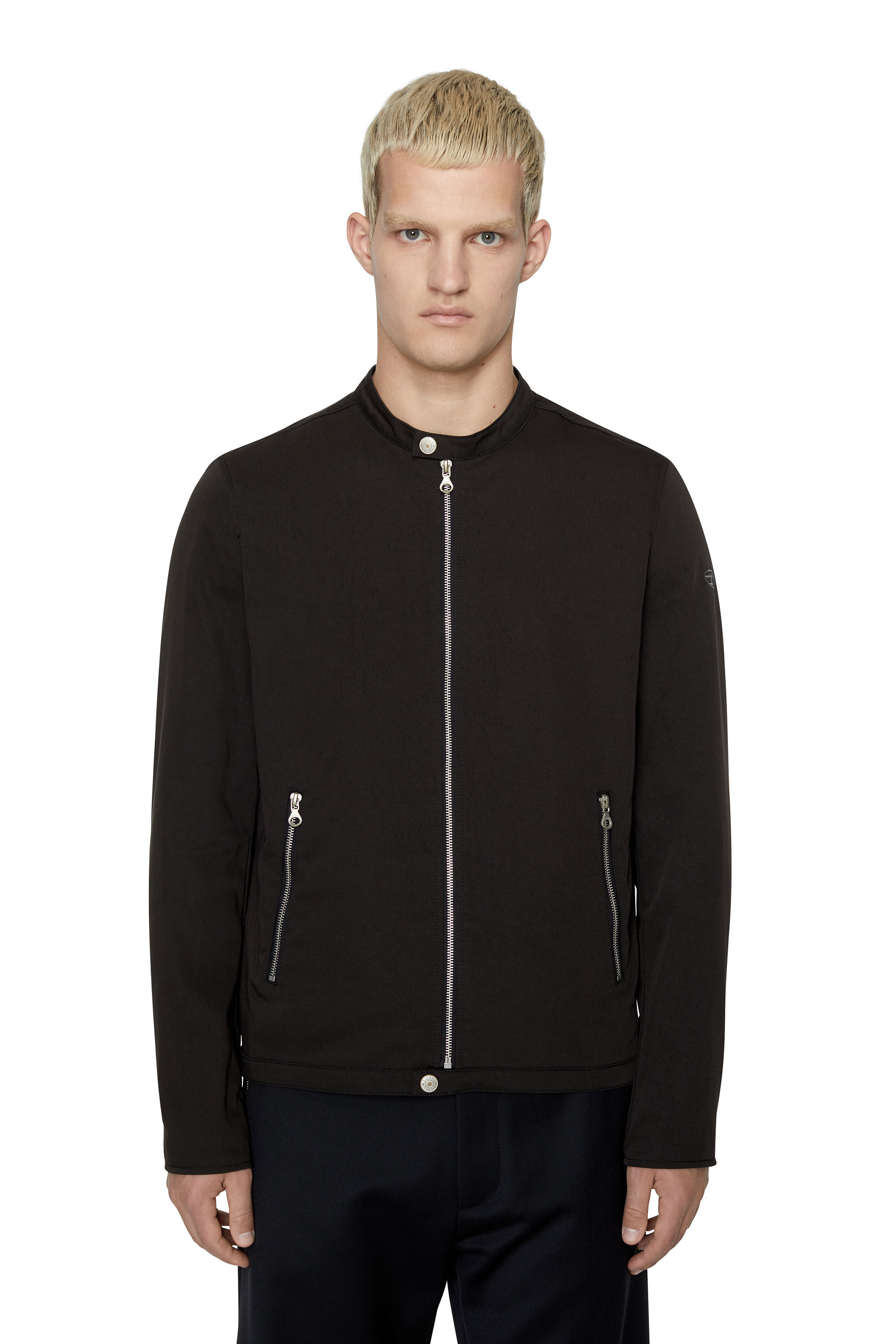 Diesel - J-GLORY-NW, Man Biker jacket in cotton-touch nylon in Black - Image 3