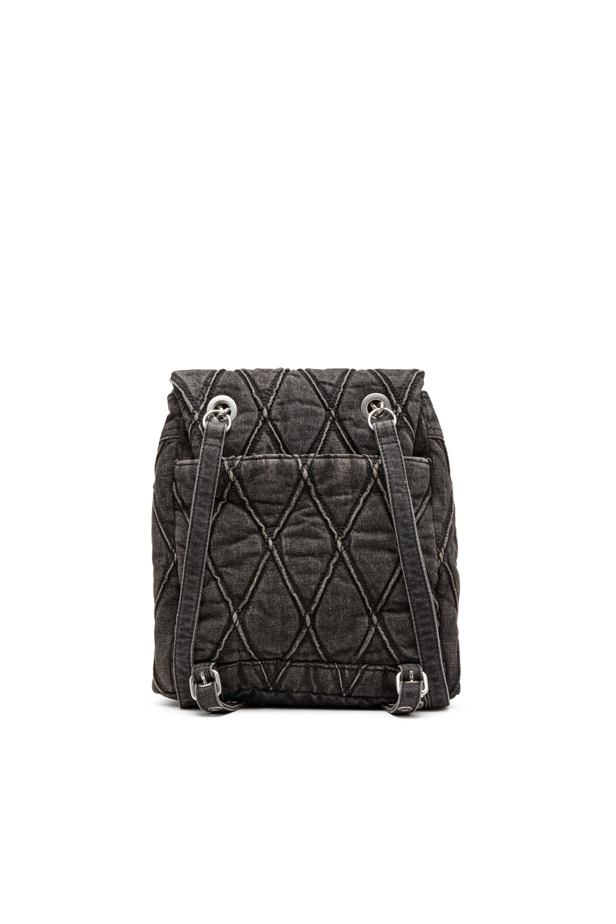 Diesel - CHARM-D BACKPACK S, Woman's Charm-D S-Backpack in Argyle quilted denim in Black - 3