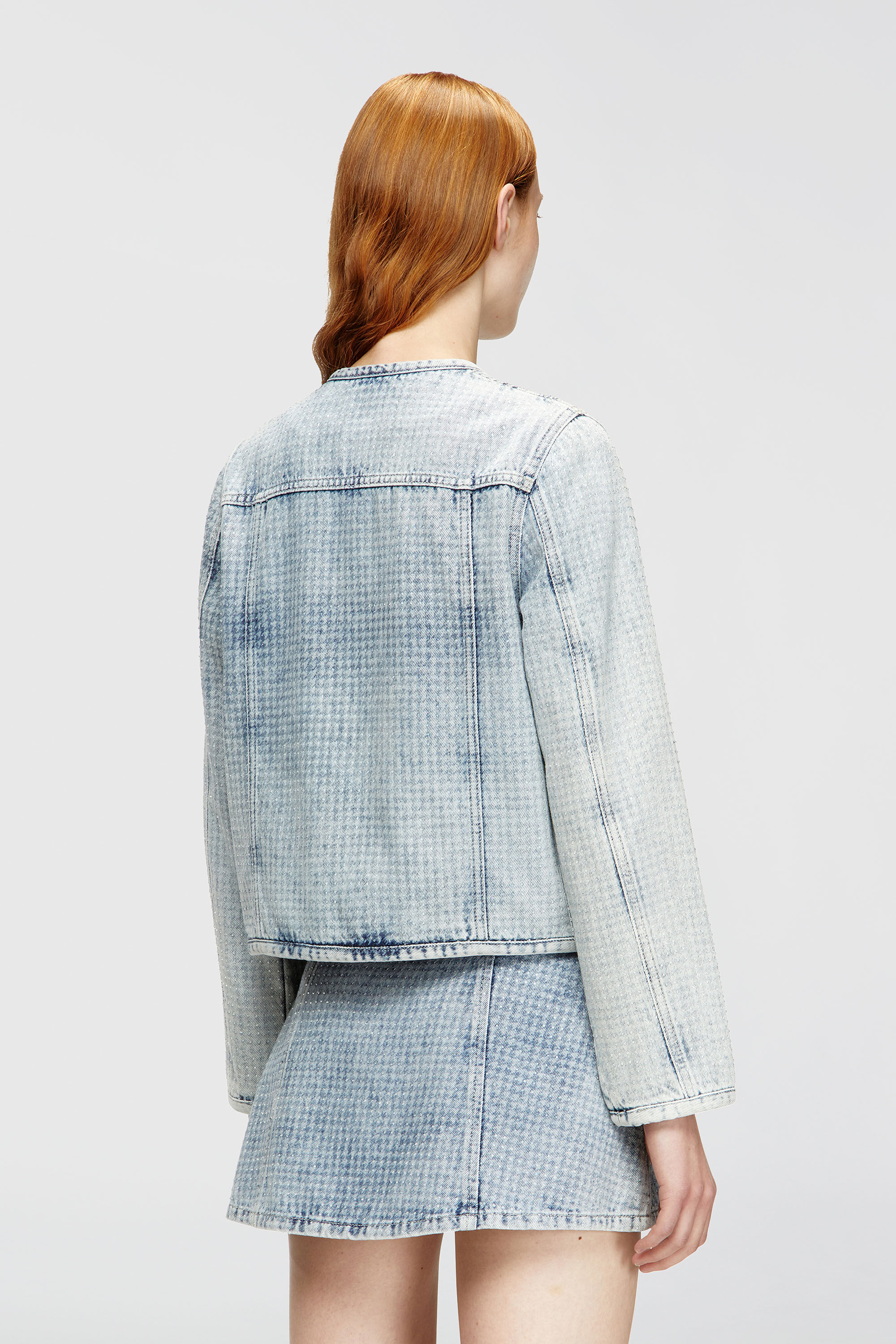Diesel - DE-GRAFY-S, Woman's Jacket in graphic denim with crystals in Light Blue - 4