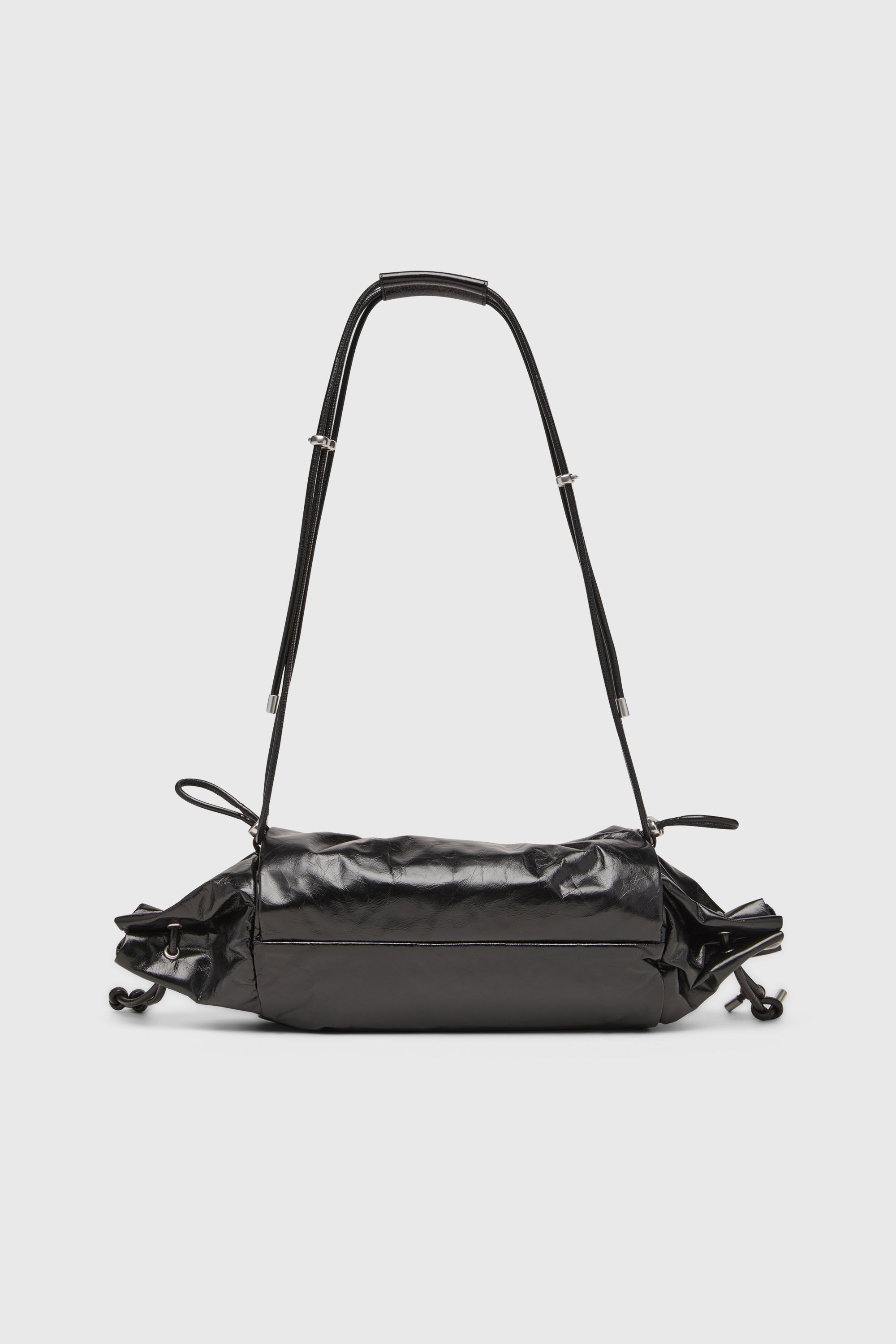 Diesel - SCRUNCH-D SHOULDER M, Woman's Scrunch-D-Shoulder bag in scrunched shiny leather in Black - 3