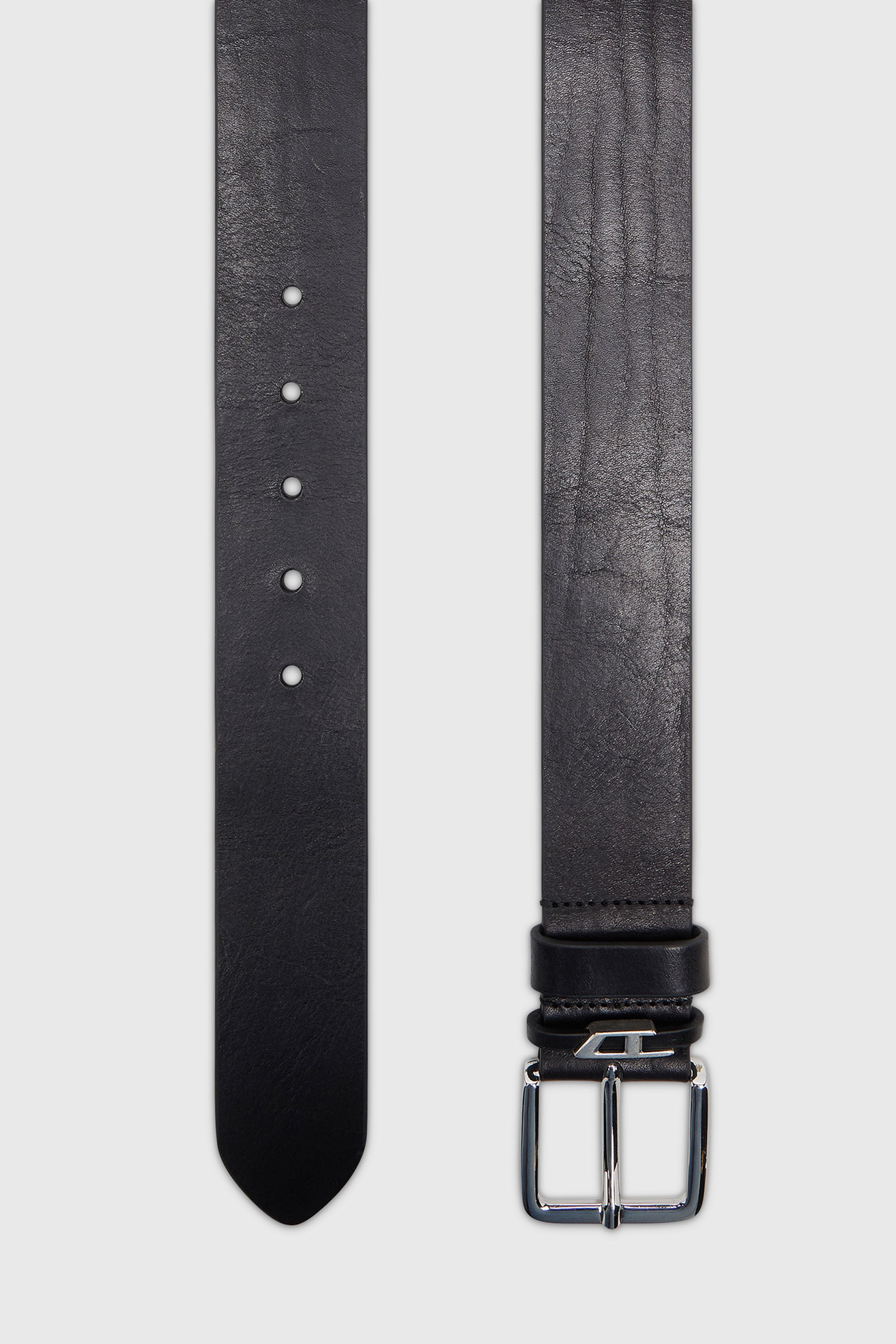 Diesel - B-D LOOP, Man's 4 cm crinkle leather belt in Black - 2