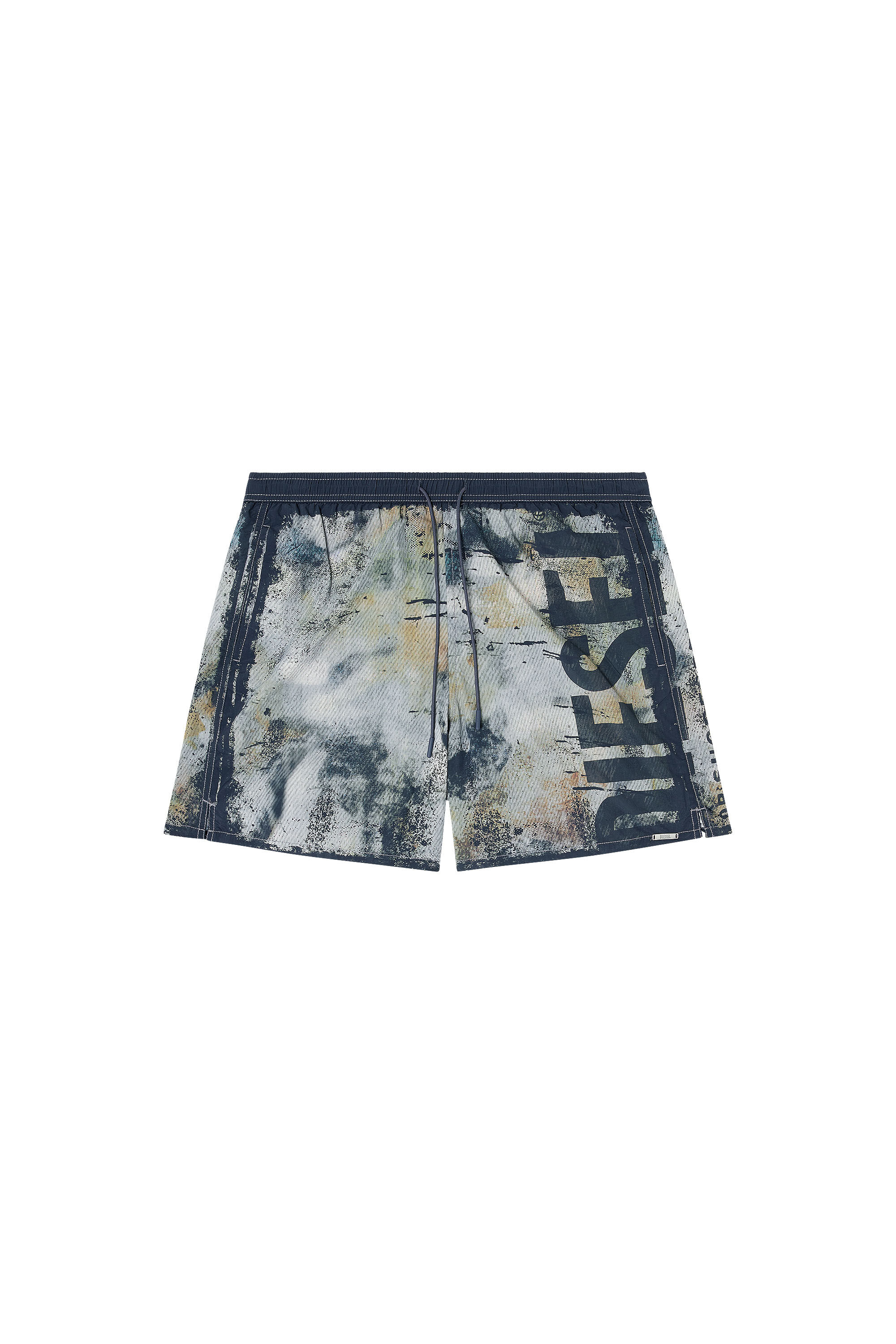 Diesel - SOCCER-41-UTLT, Man's Swim shorts with distressed print and maxi logo in Multicolor - 4