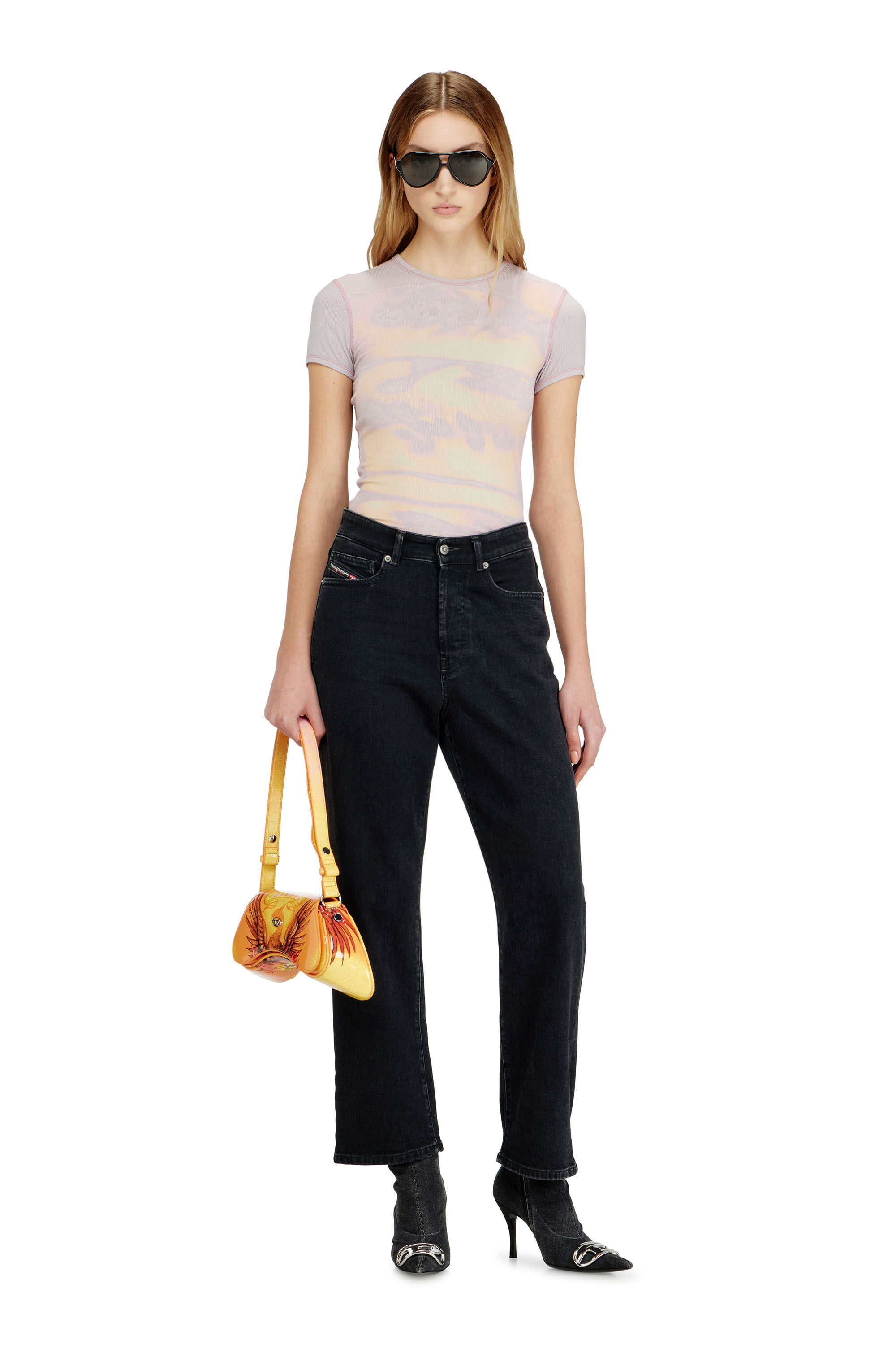 Diesel - T-ELE-LONG-AA1, Woman's Slim jersey top with graphic print in null - 1