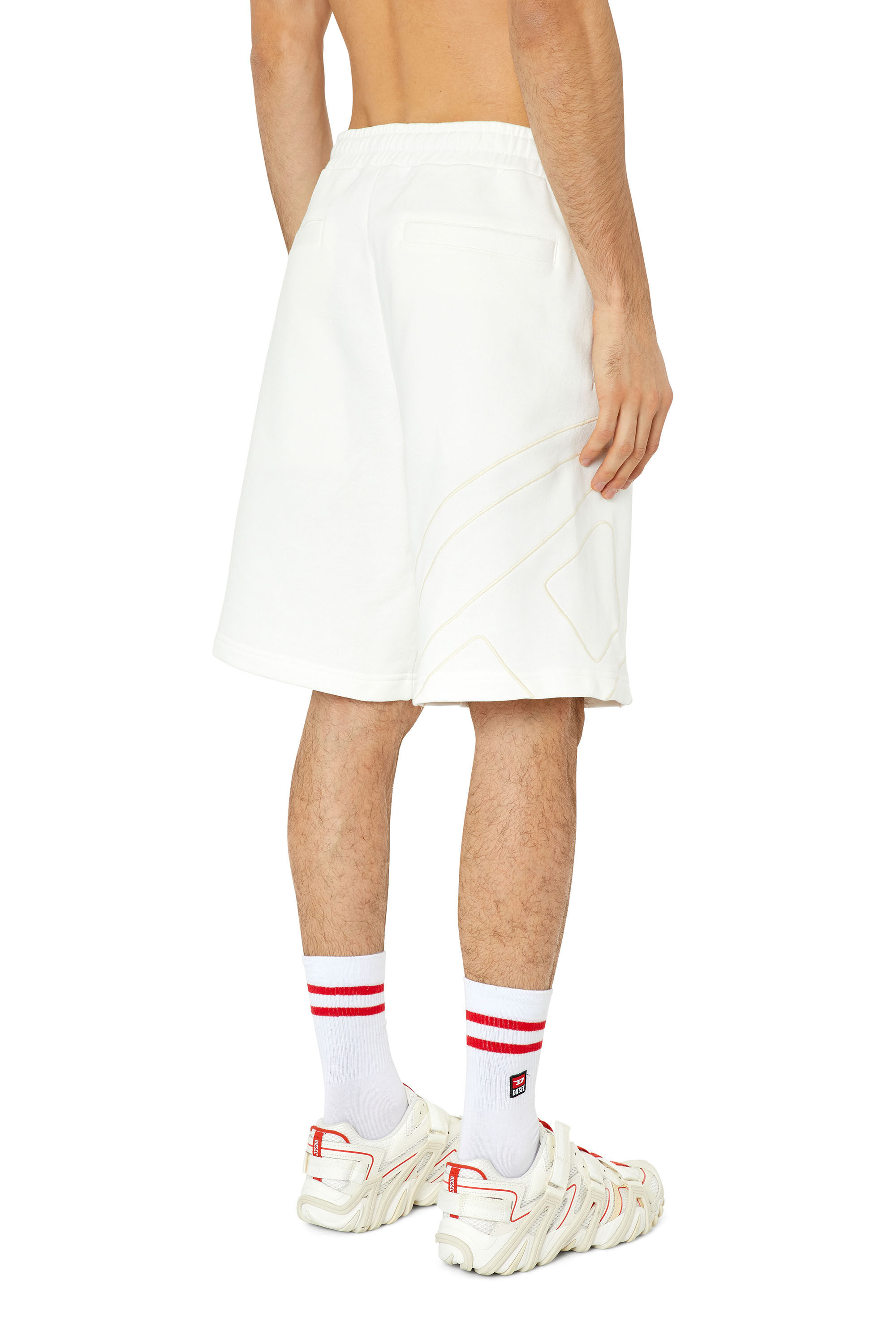 Diesel - P-CROW-MEGOVAL, Man Sweat shorts with maxi D logo in White - Image 4