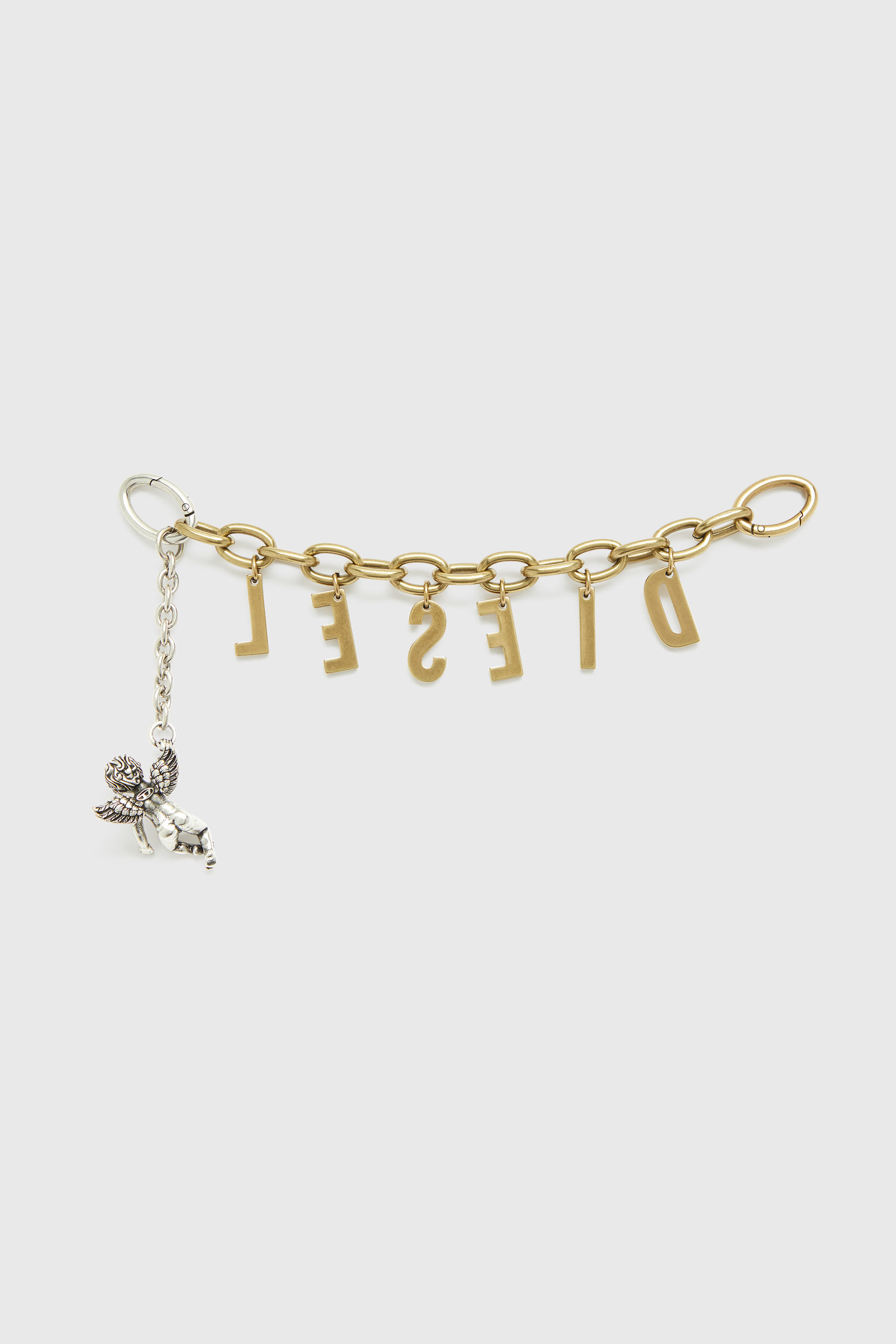 Diesel - CHAIN-D III S, Woman's Metal letter charm with cherub in Gold - 2