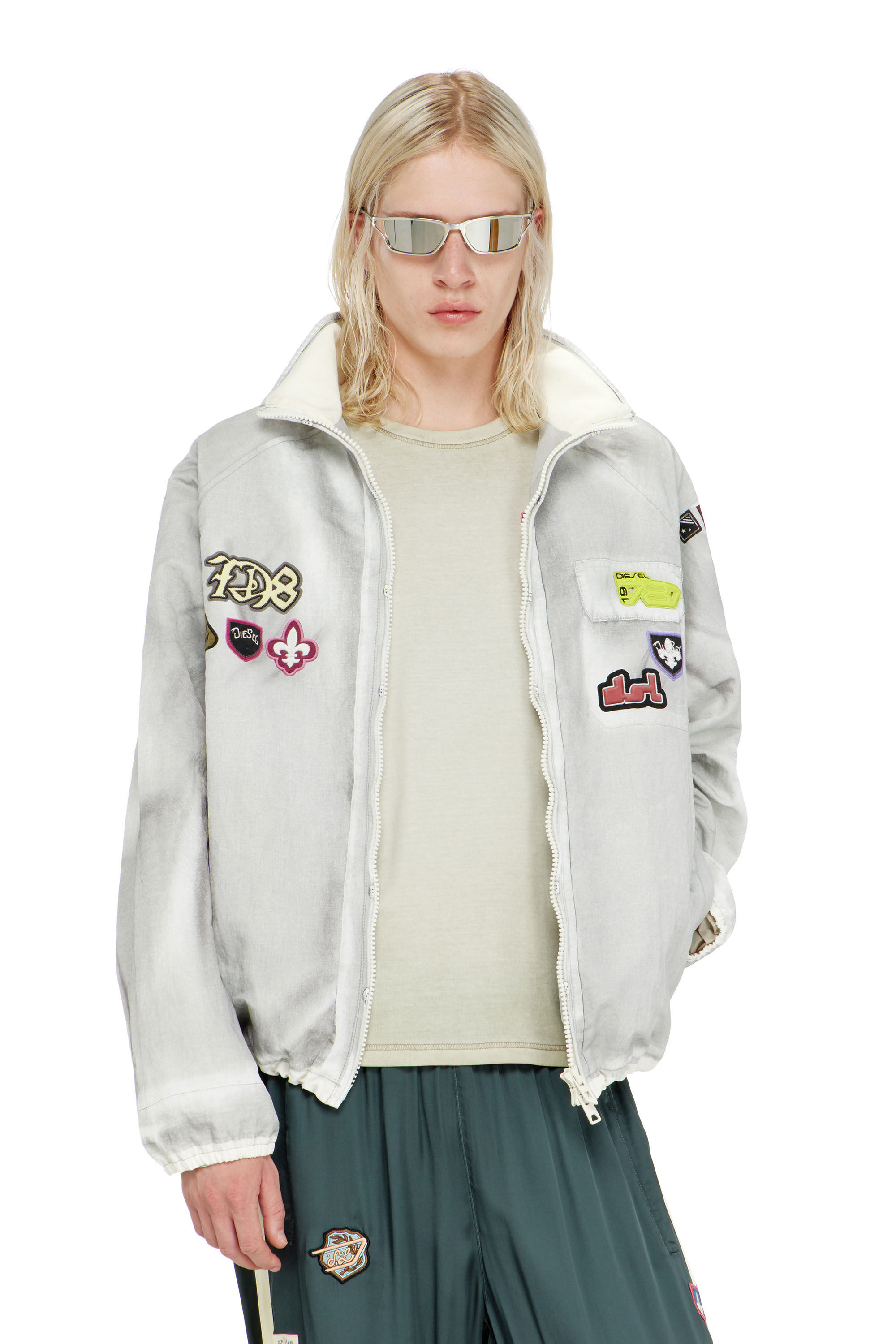 Diesel - J-PATCH, Man's Windbreaker with trompe l&rsquo;oeil patches in null - 3