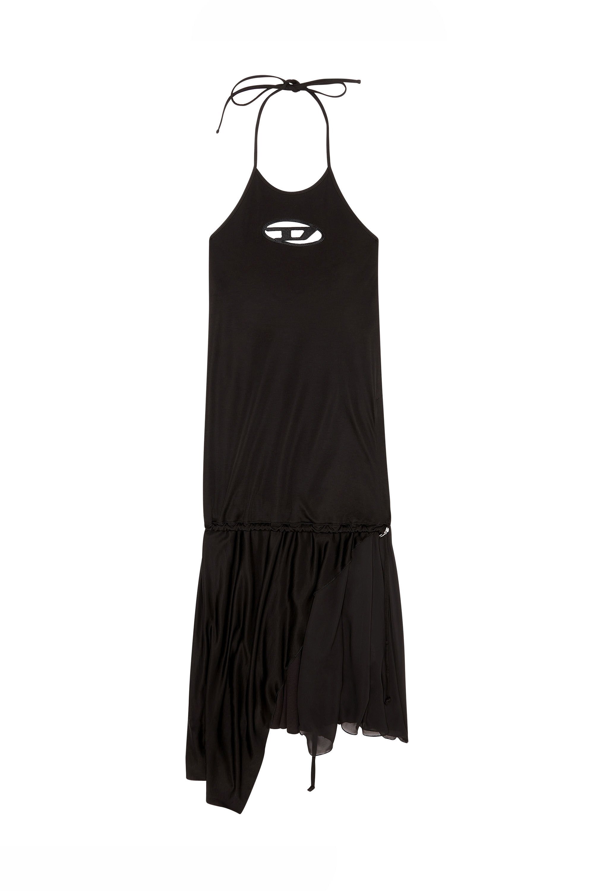 Diesel - D-SALILAR-OD, Woman Halterneck dress with chiffon hem in Black - Image 2