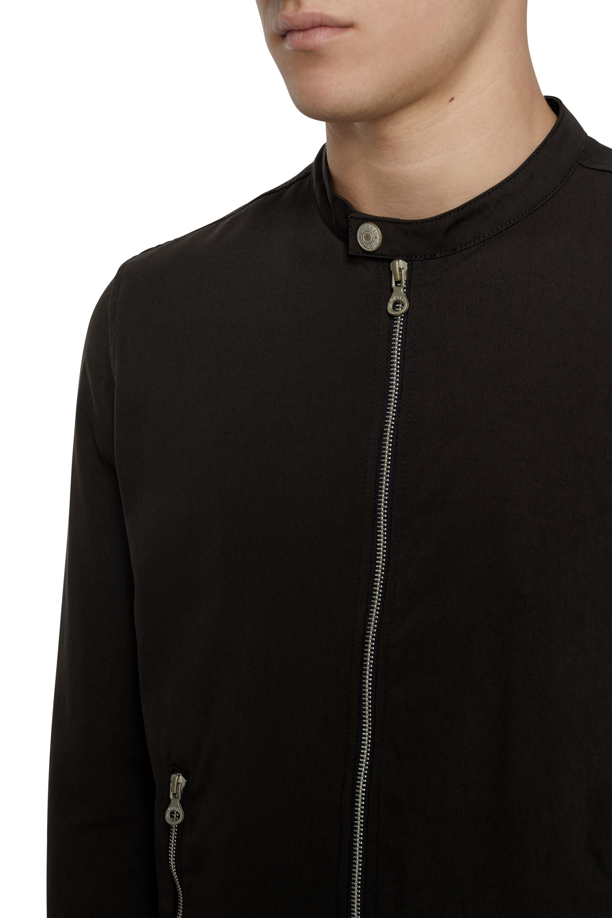 Diesel - J-GLORY-NW, Man Biker jacket in cotton-touch nylon in Black - Image 6