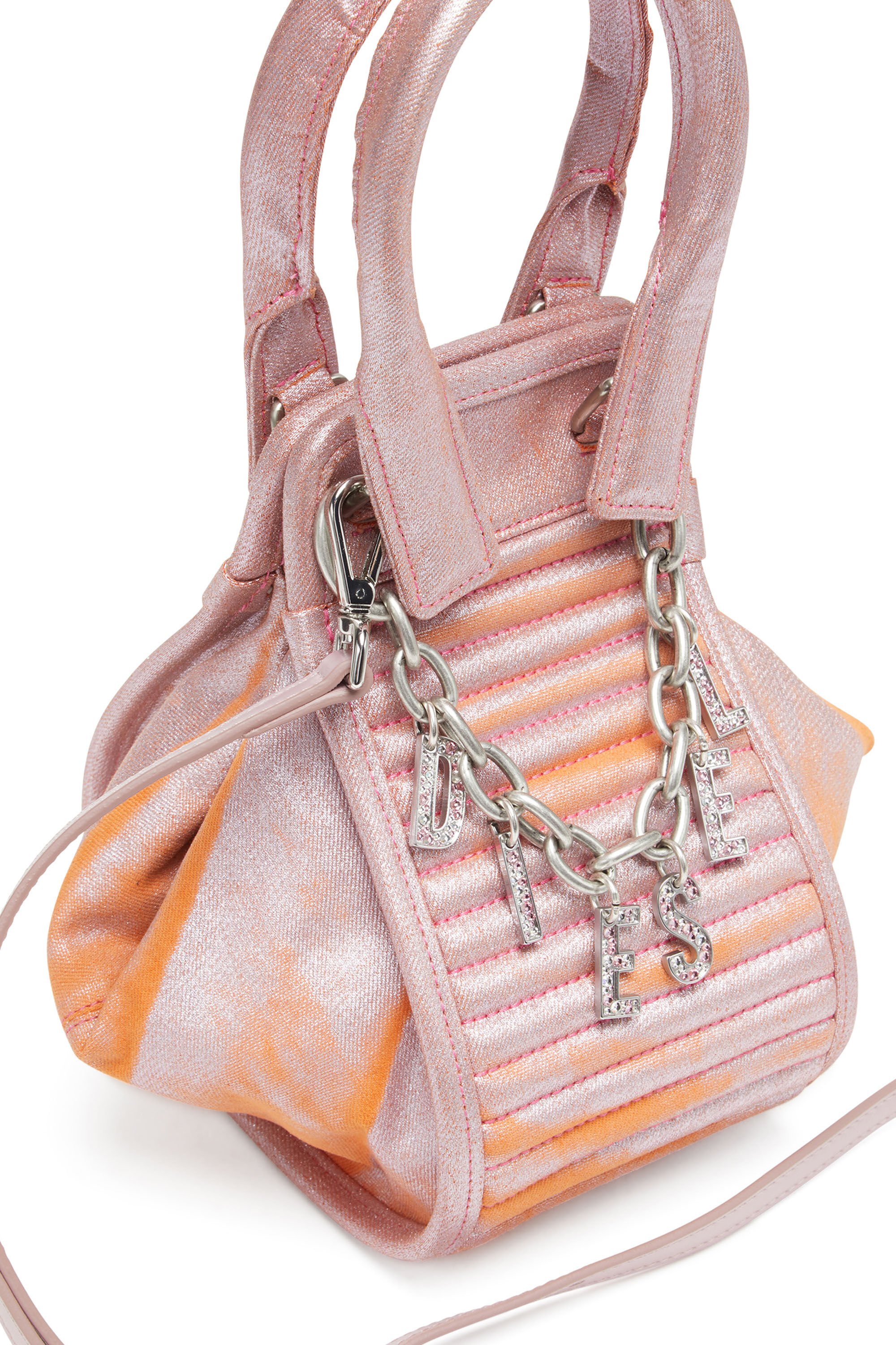 Diesel - D-VINA-XS, Woman D-Vina-XS-Handbag in bicolour coated denim in Pink - Image 2
