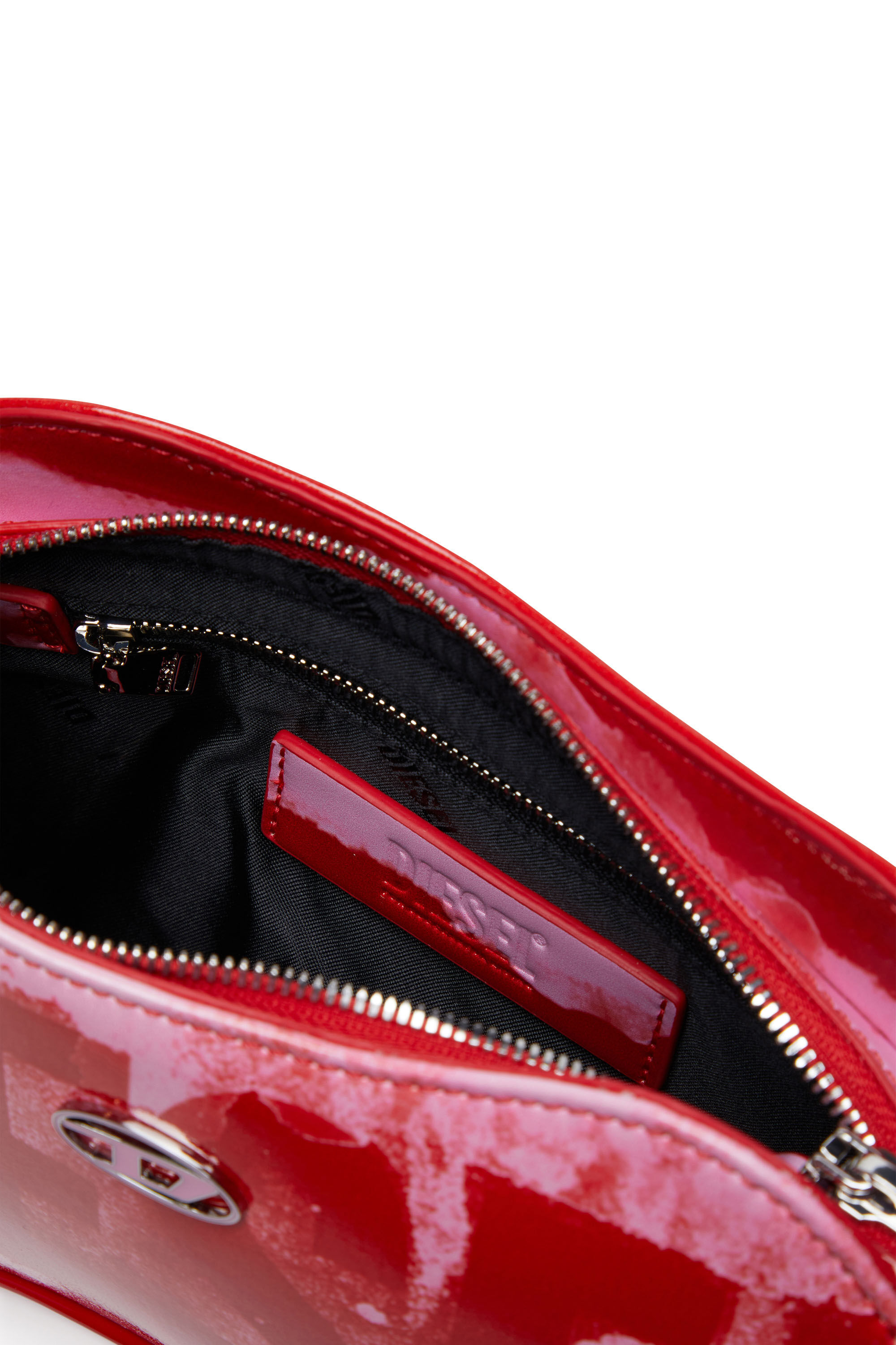 Diesel - PLAY SHOULDER, Woman's Play-Shoulder bag in printed glossy PU in Pink/Red - 5