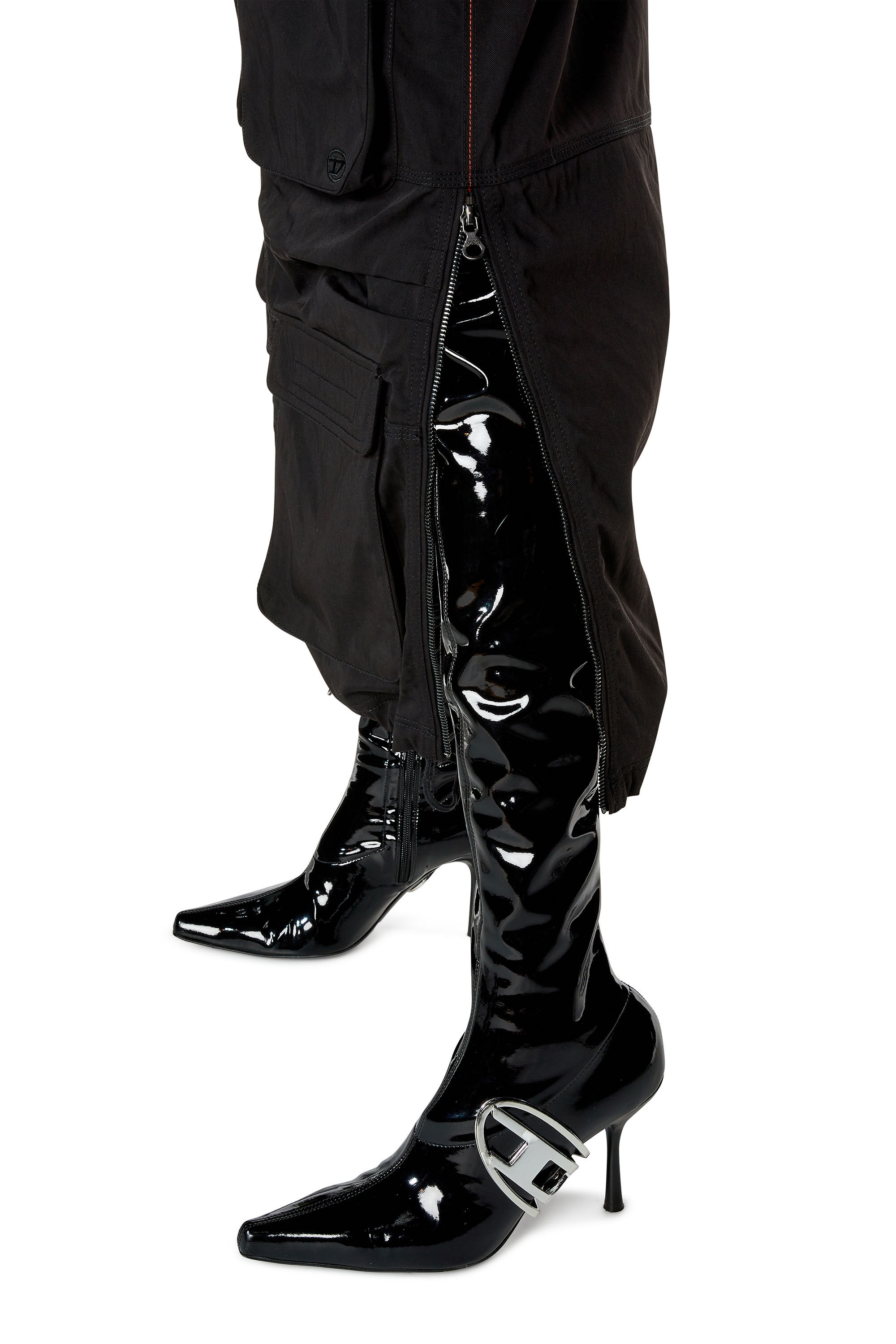 Diesel - O-MIRT, Woman Cargo skirt in nylon twill in Black - Image 5