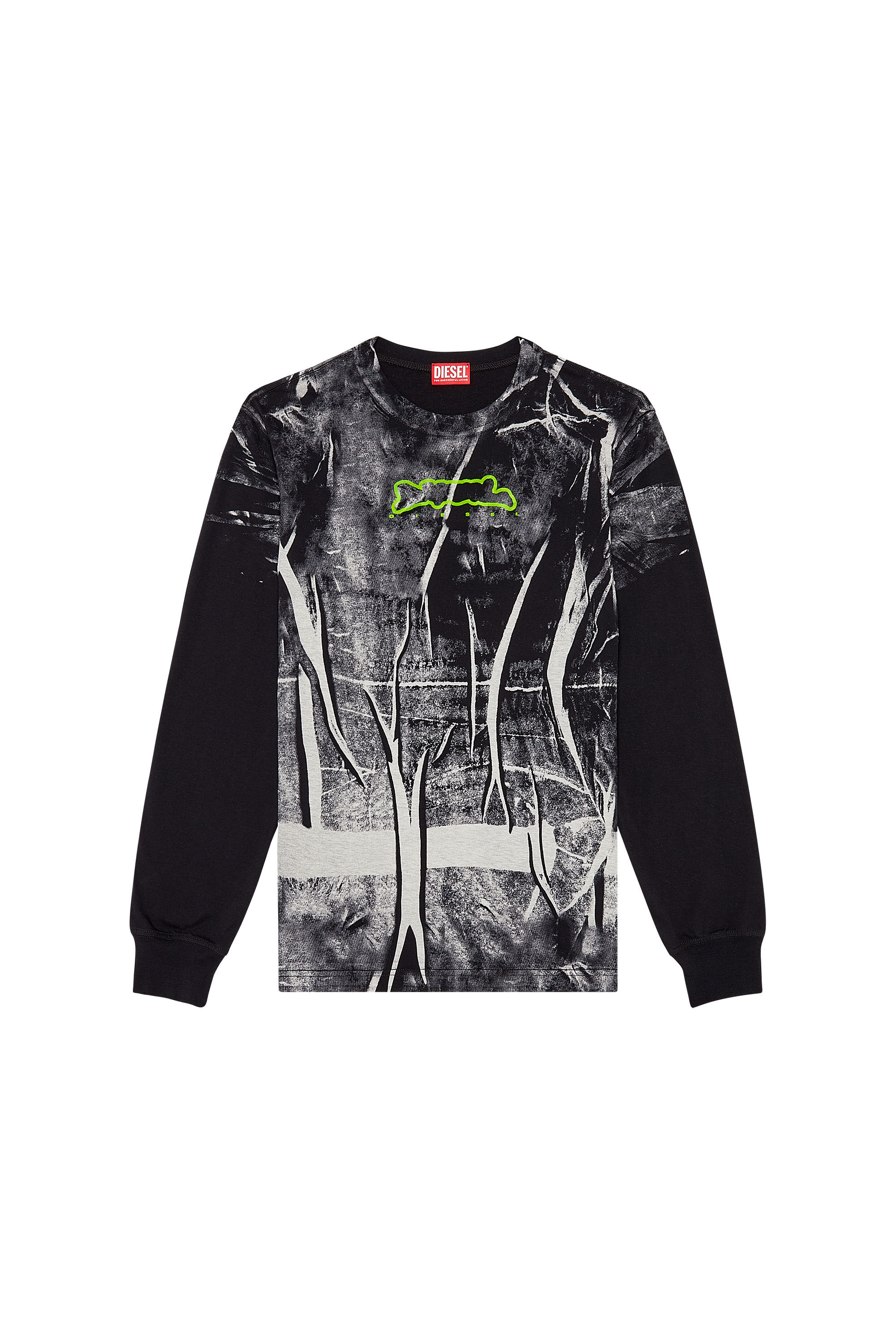Diesel - T-JUST-LS-N, Man Long-sleeve T-shirt with crease-effect print in Multicolor - Image 2