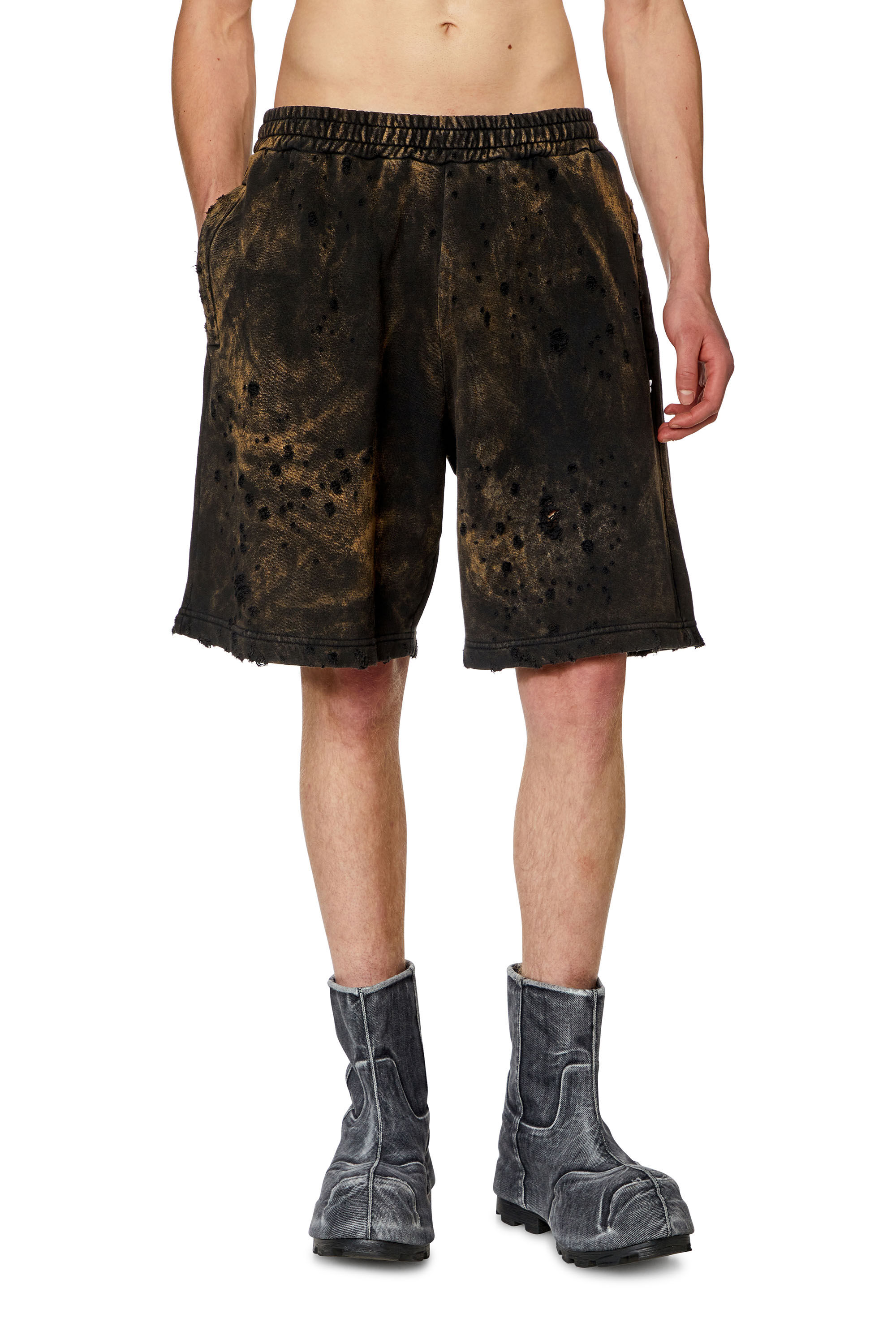 Diesel - P-CROWN-N2, Man Distressed shorts with marbled effect in Multicolor - Image 3
