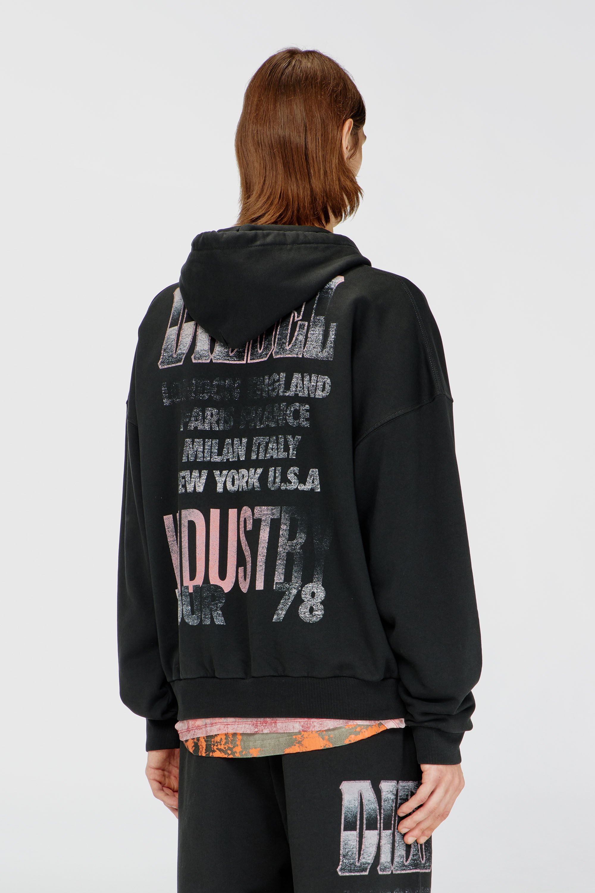 Diesel - S-WILL-ZIP, Man's Zip-up hoodie with concert graphics in Black - 4