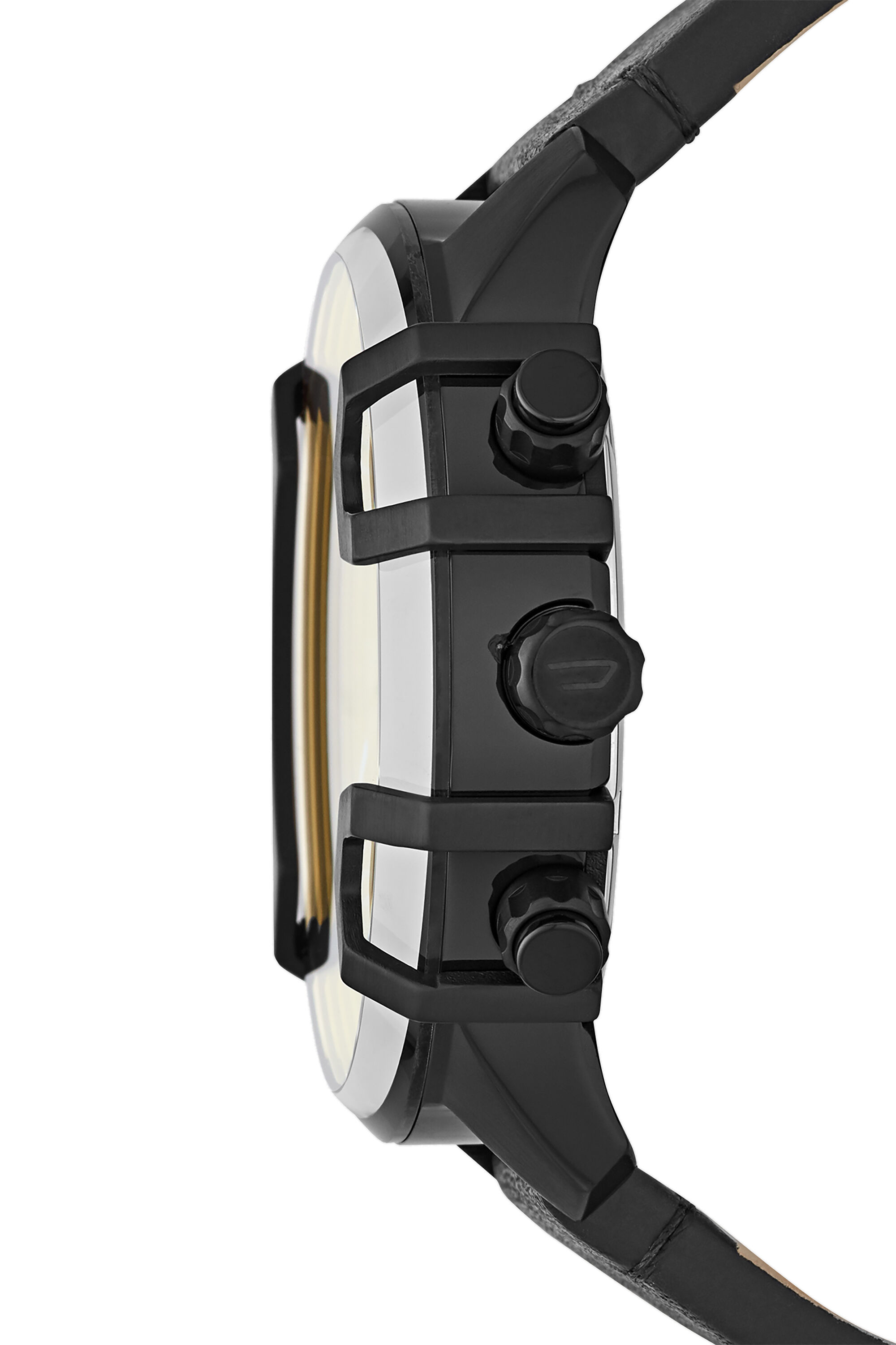 Diesel - DZ4519, Man Griffed chronograph black leather watch in Black - Image 3
