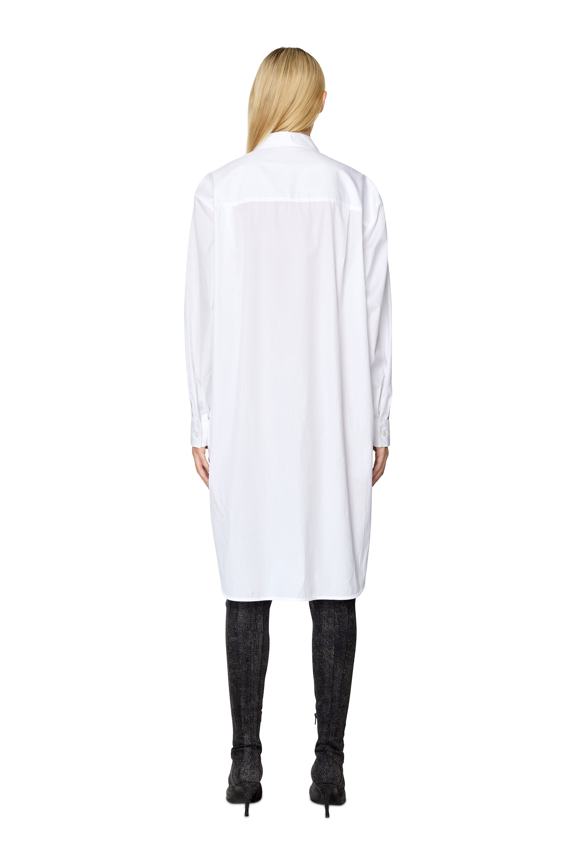 Diesel - D-LUNAR-B, Woman Shirt dress with 3D embroidery in White - Image 3